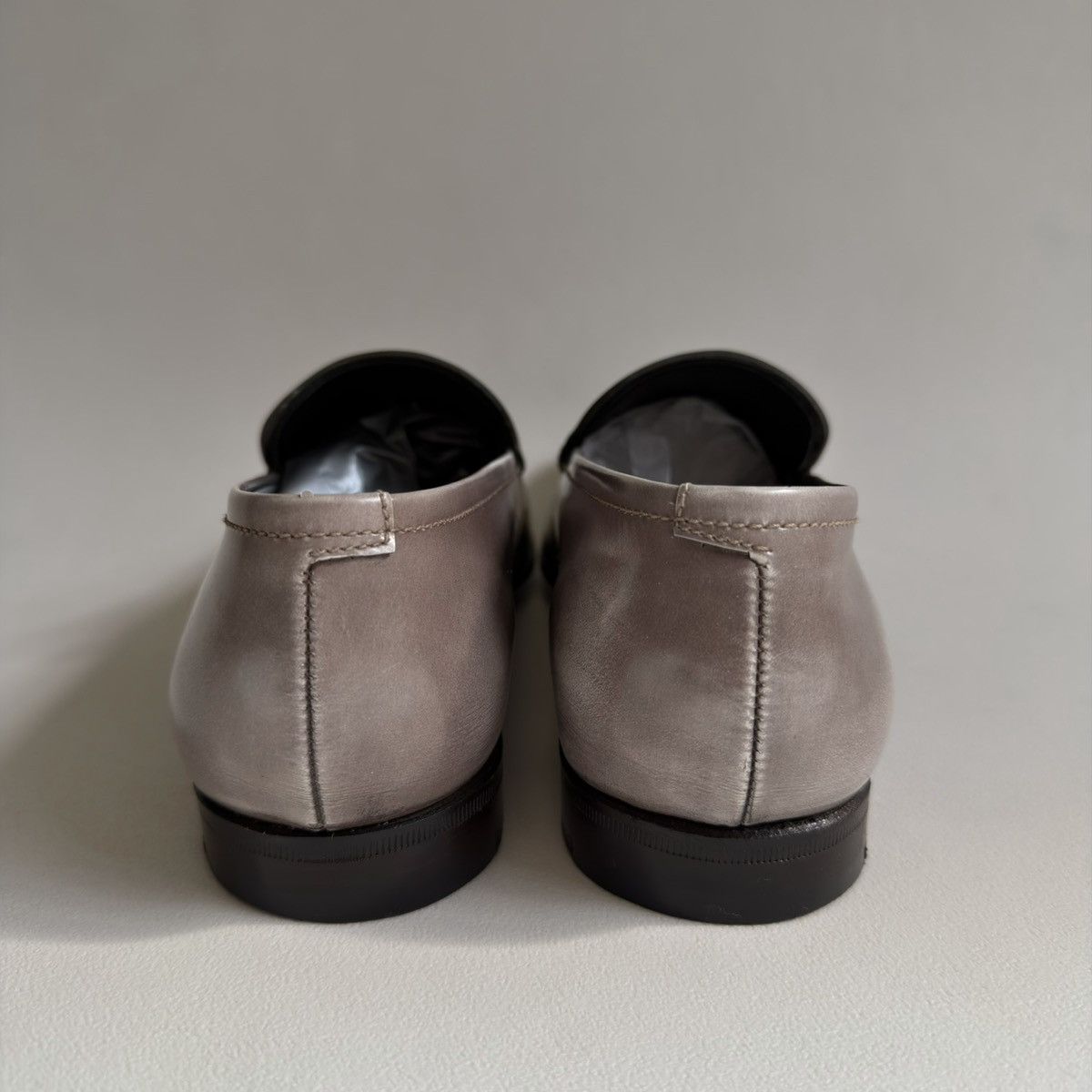 Prada Burnished Gray Leather Square Toe Loafers Size US 8.5 / EU 41-42 - 17 Thumbnail