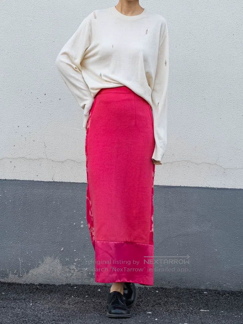 Comme des Garcons Comme Des Garcons size M Pink Mixed Material Long Skirt Size 23" - 3 Thumbnail