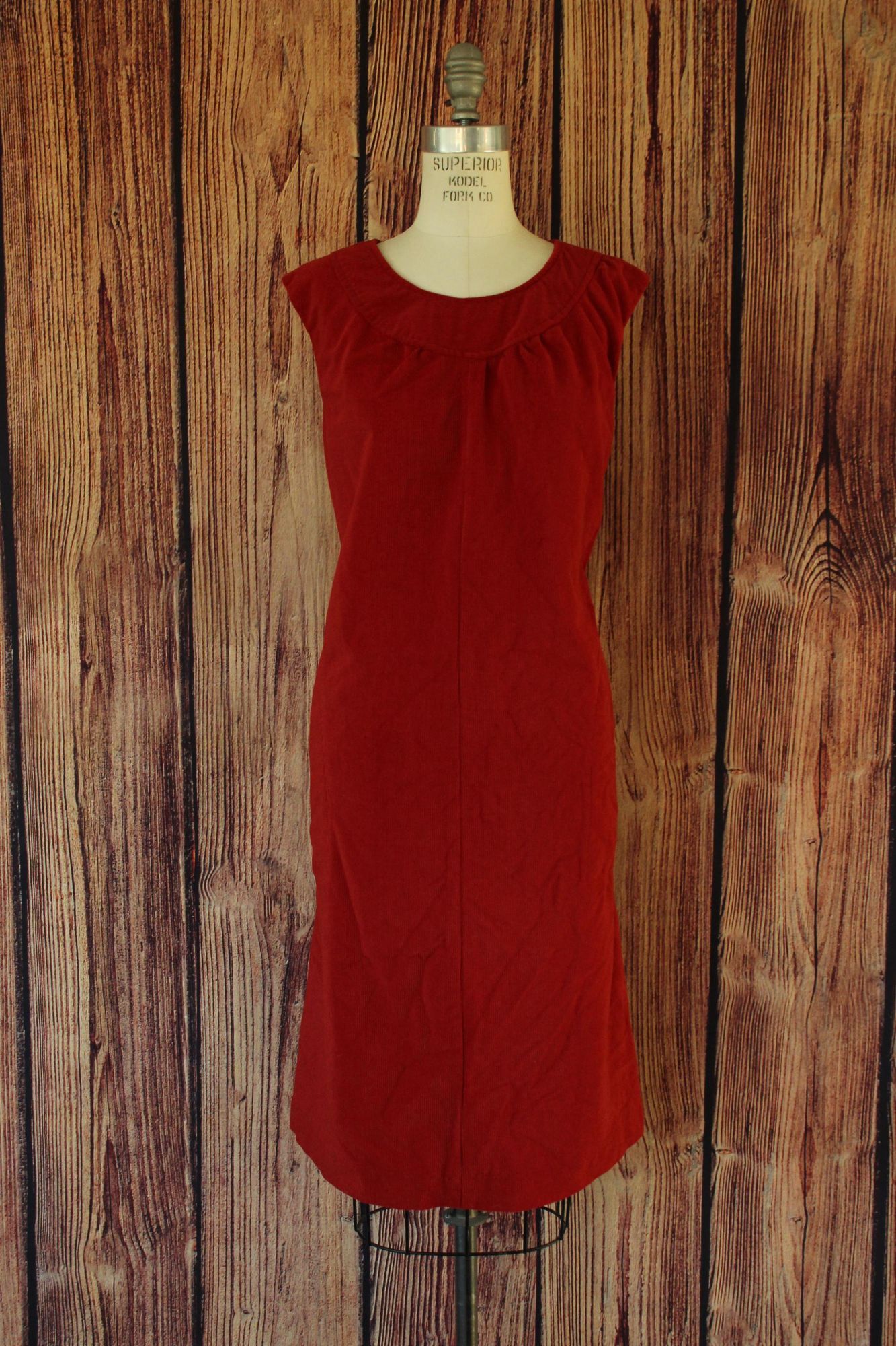 Vintage Vintage 1980s Dress With Pockets, Red Corduroy Shaker Sport Size M / US 6-8 / IT 42-44 - 3 Thumbnail