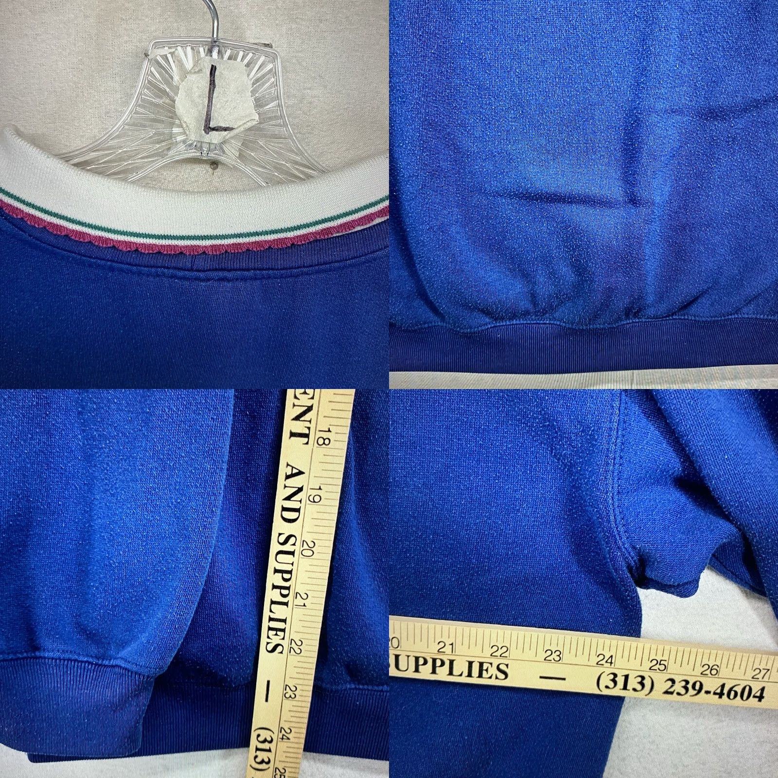 Vintage VINTAGE Women's Collared Sweatshirt 1X Blue Floral Embroidered 80s 90s Pullover Sweatshirt Casual Womens Buttonless? Size XL / US 12-14 / IT 48-50 - 9 Thumbnail