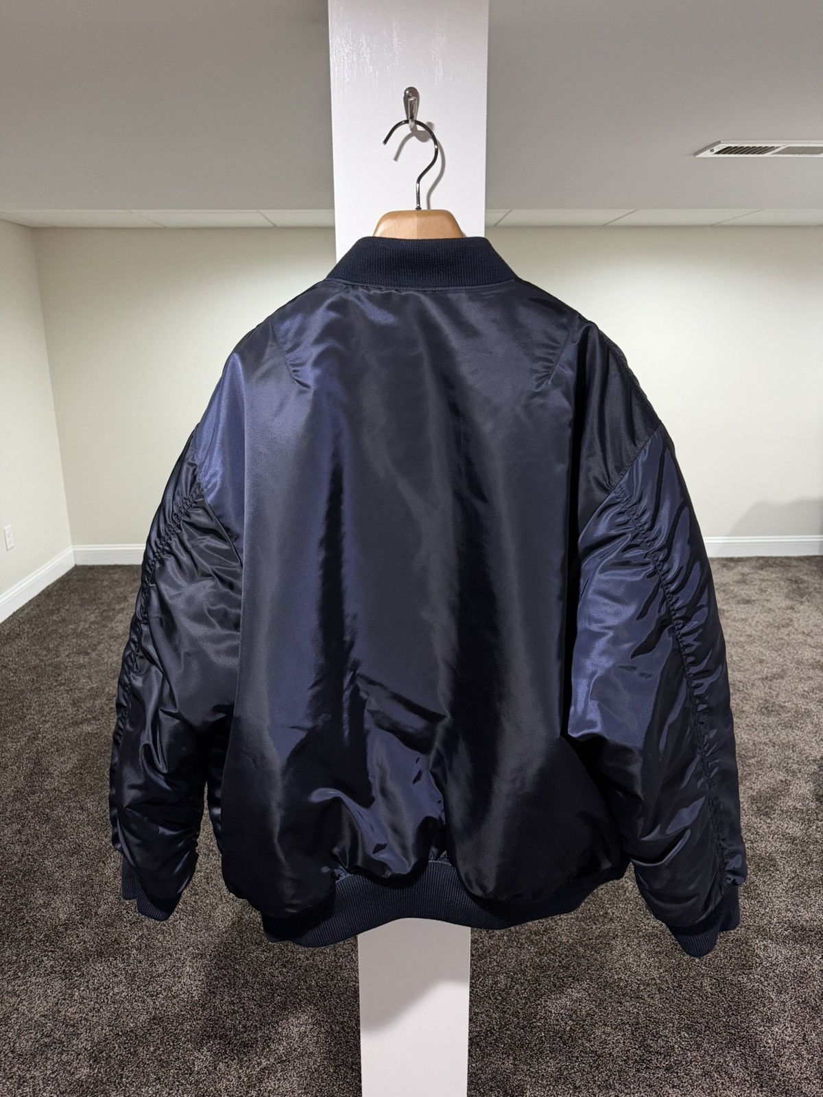 Prada Prada Re-Nylon Gold Logo Navy Blue Oversized Bomber Jacket Size US M / EU 48-50 / 2 - 4 Thumbnail