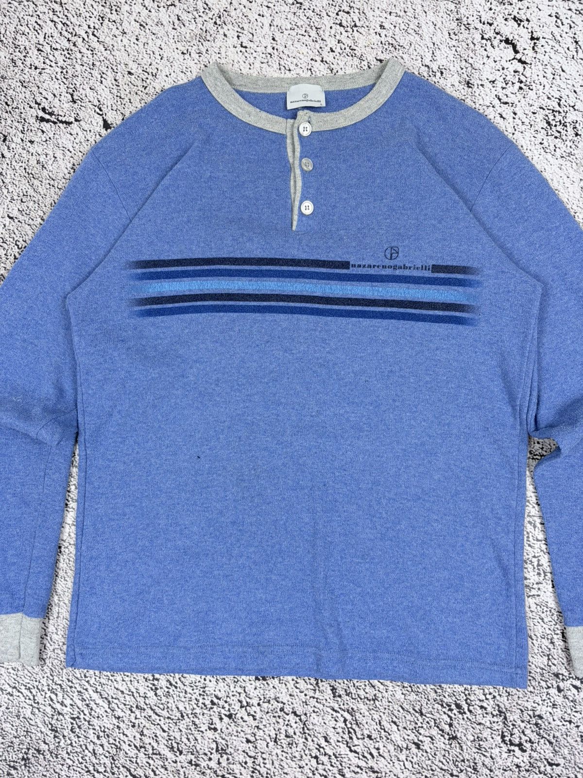 Nazareno Gabrielli Vintage Nazareno Gabrielli Henley Long Sleeve Blue L Size US L / EU 52-54 / 3 - 4 Thumbnail