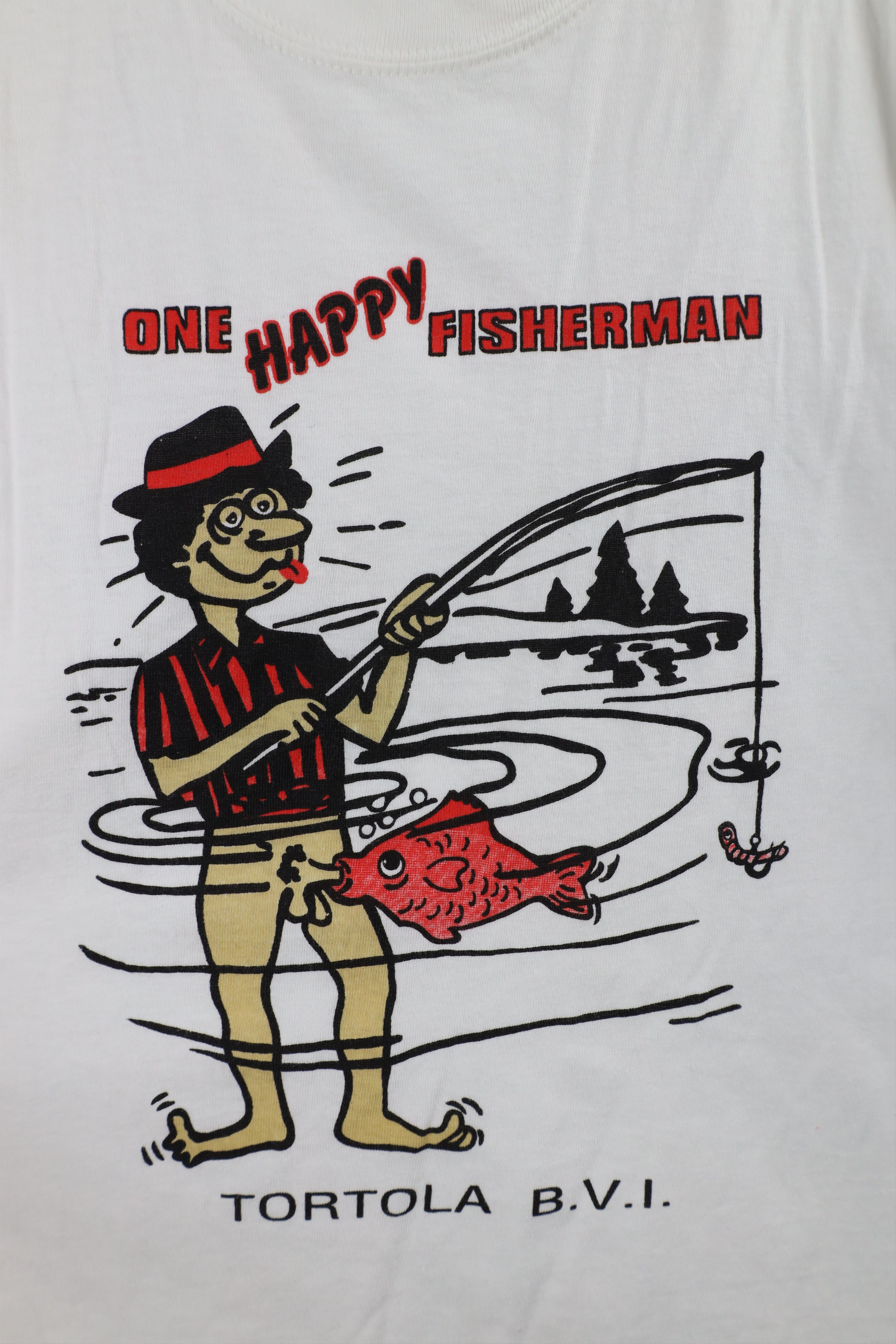 Vintage Vintage 90s Streetwear Comic One Happy Fisherman BJ T-Shirt Size US L / EU 52-54 / 3 - 4 Thumbnail