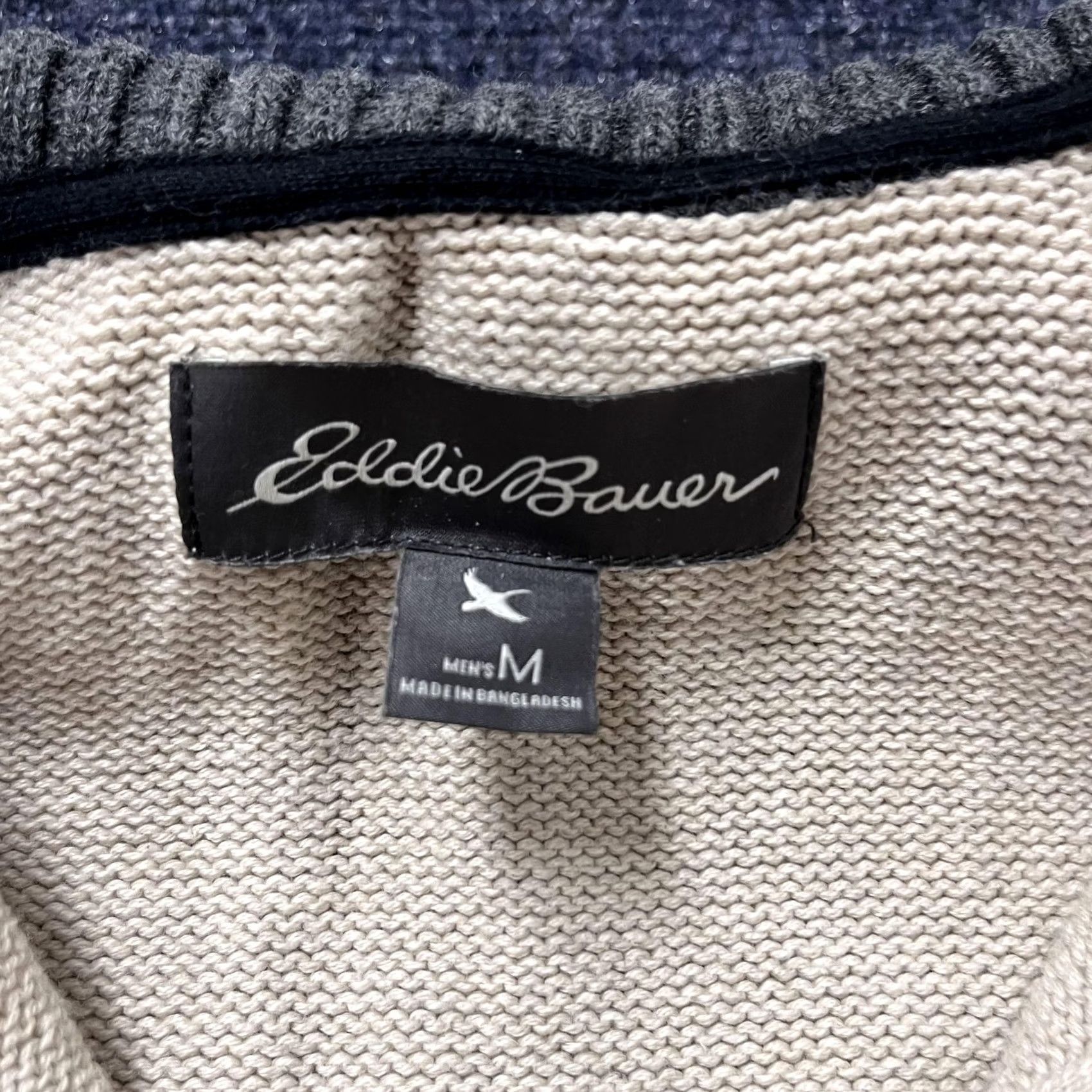 Eddie Bauer Eddie Bauer Sweater Mens M Beige 1/4 Zip Mock Neck Striped Knit Pullover Size US M / EU 48-50 / 2 - 3 Thumbnail