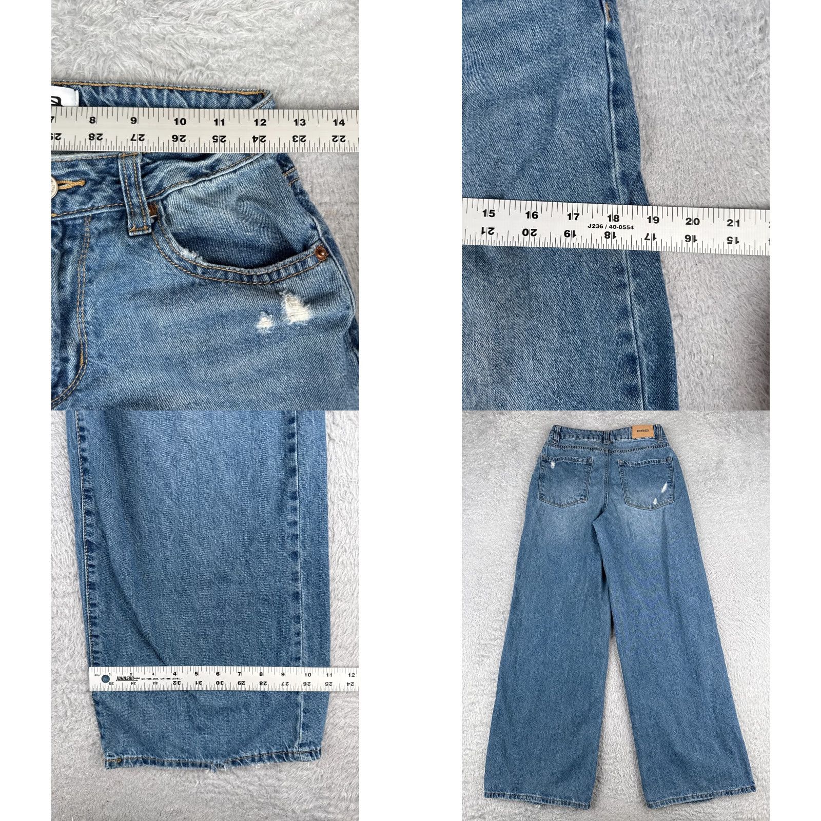 Rsq RSQ Jeans Women Jeans 26x29 Blue Wide-Leg Mid Rise Cotton Blend Distressed Zip Fly Vintage: No 90s Theme Size 26" / US 2 / IT 38 - 9 Thumbnail