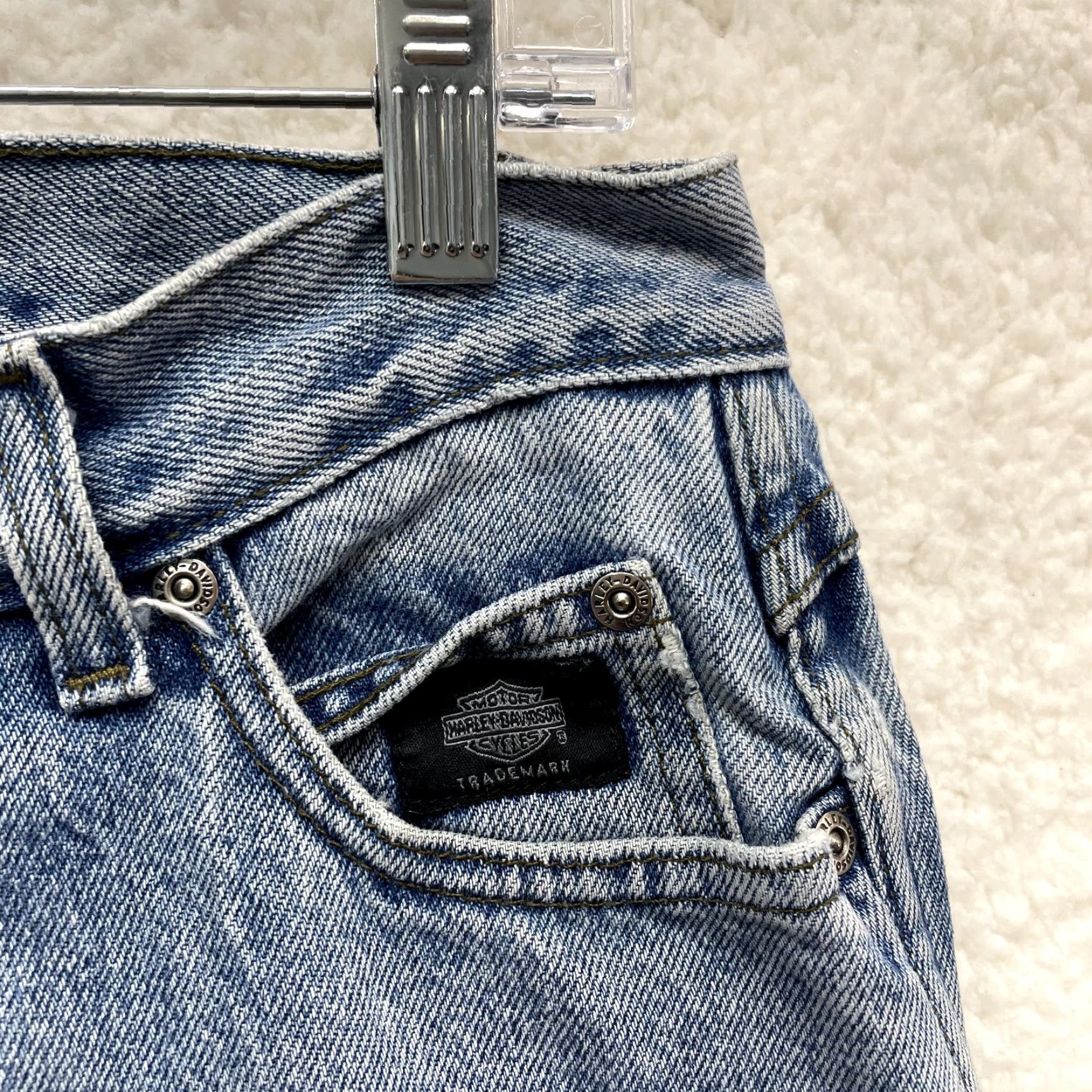 Harley Davidson VINTAGE Harley Davidson Jeans Bootcut Tall Womens 12 Long Light Wash Mid Rise Blue 1990s Mens? Size 34" / US 12 / IT 48 - 5 Thumbnail