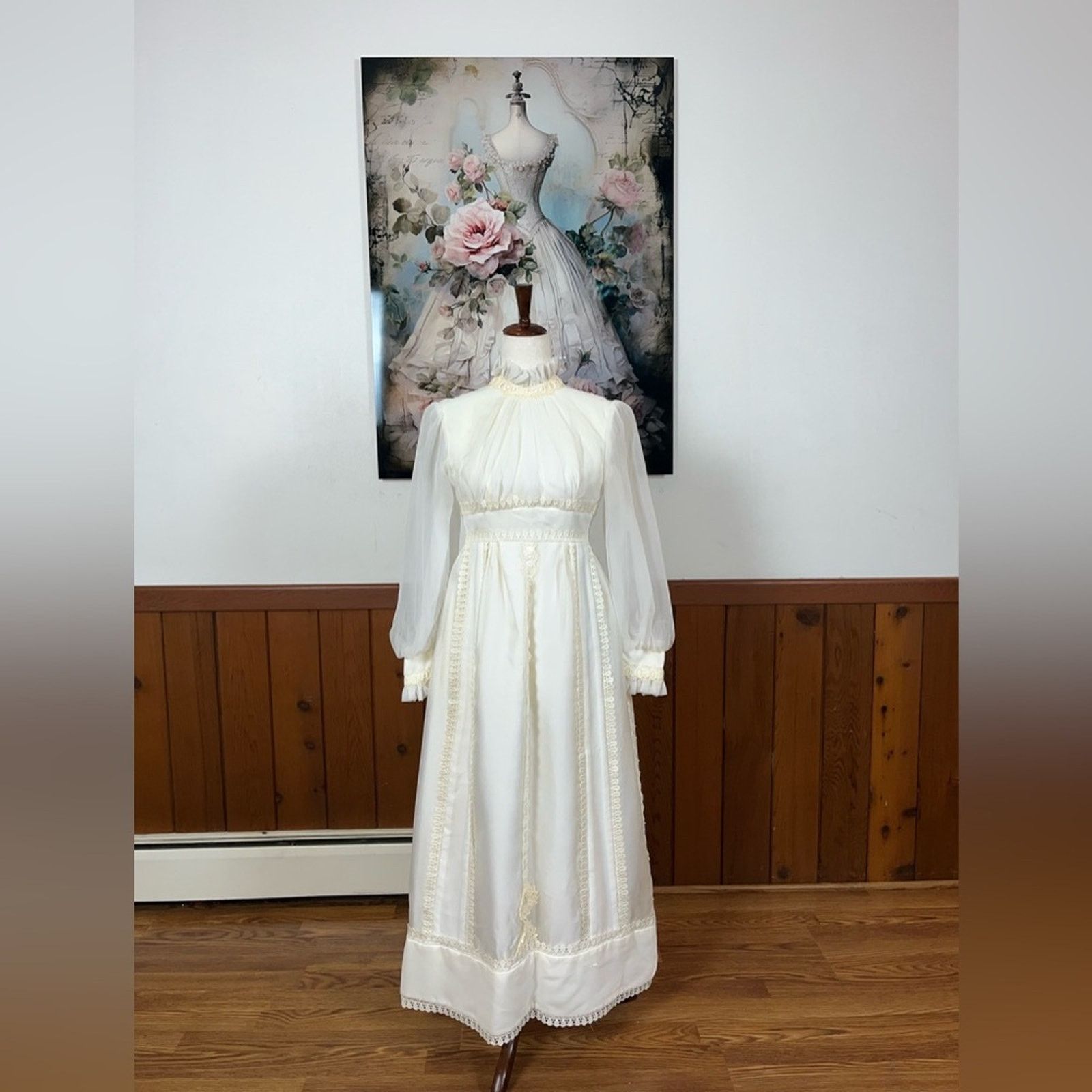 Other Vintage 1970s Alfred Angelo Velvet Organza Wedding Gown! Size S / US 4 / IT 40 - 2 Thumbnail