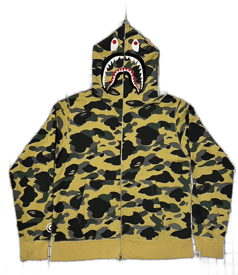 Bape Bape Yellow Camouflage Shark Hoodie XL Size Size US XL / EU 56 / 4 - 1 Thumbnail