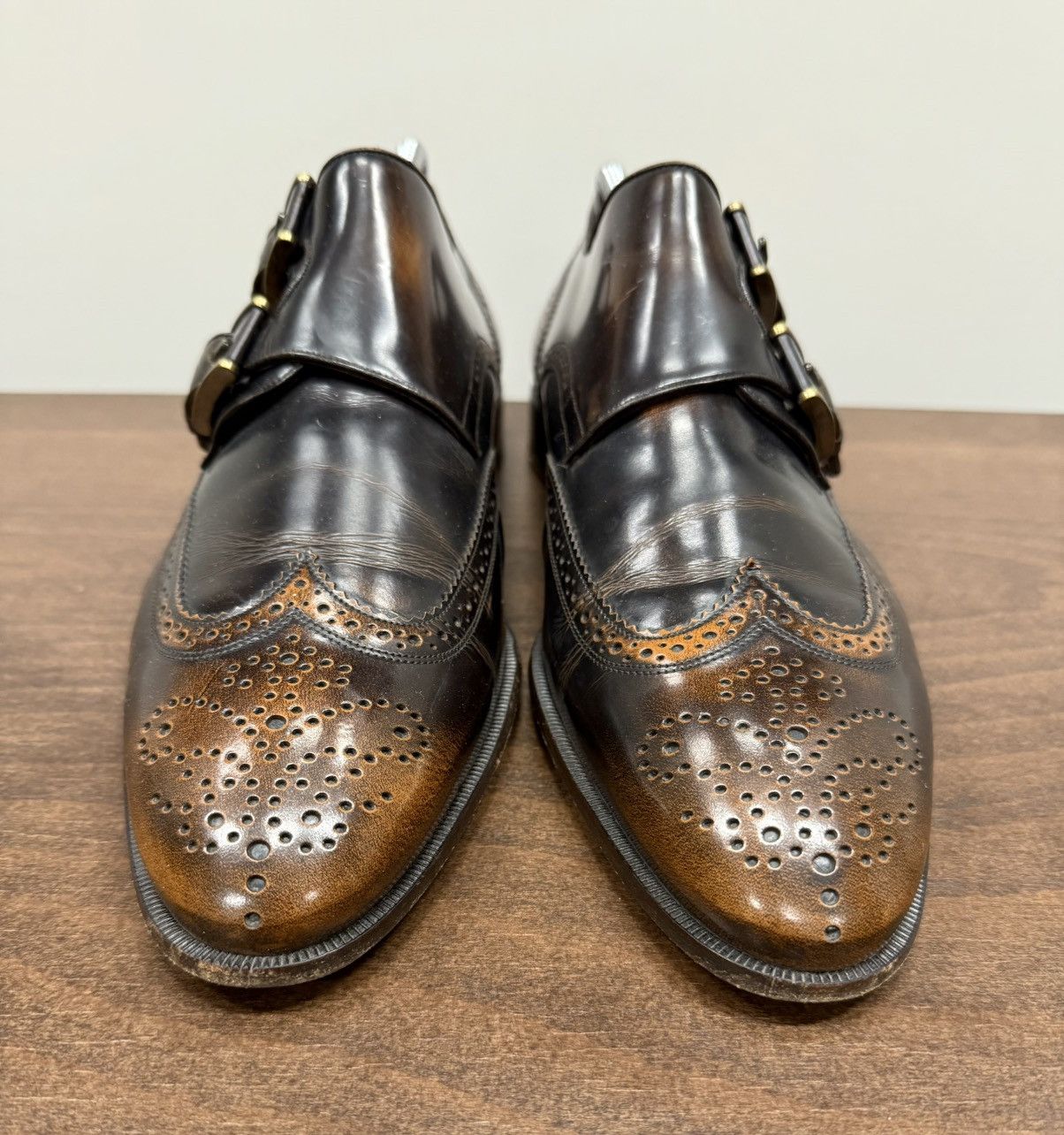 Bally Bally Brown Leather Monk Strap Brogue Shoes Size US 9 / EU 42 - 4 Thumbnail