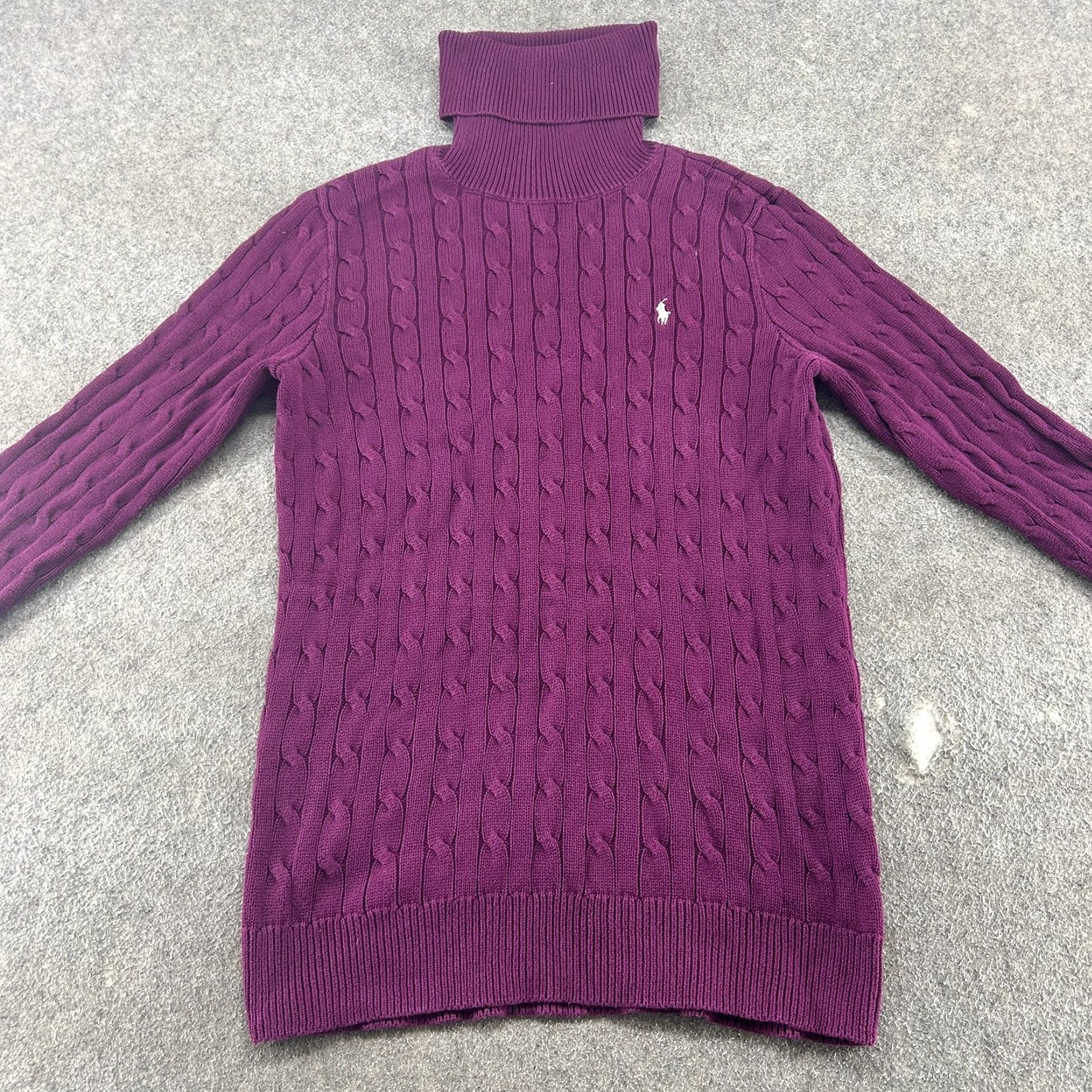 Polo Ralph Lauren Ralph Lauren Sport Sweater Women XL Purple Turtleneck Cable Knit Long Sleeve Pullover 90s Classic 80s Casual Workwear Knit Cotton Acrylic Knitwear Size XL / US 12-14 / IT 48-50 - 3 Thumbnail