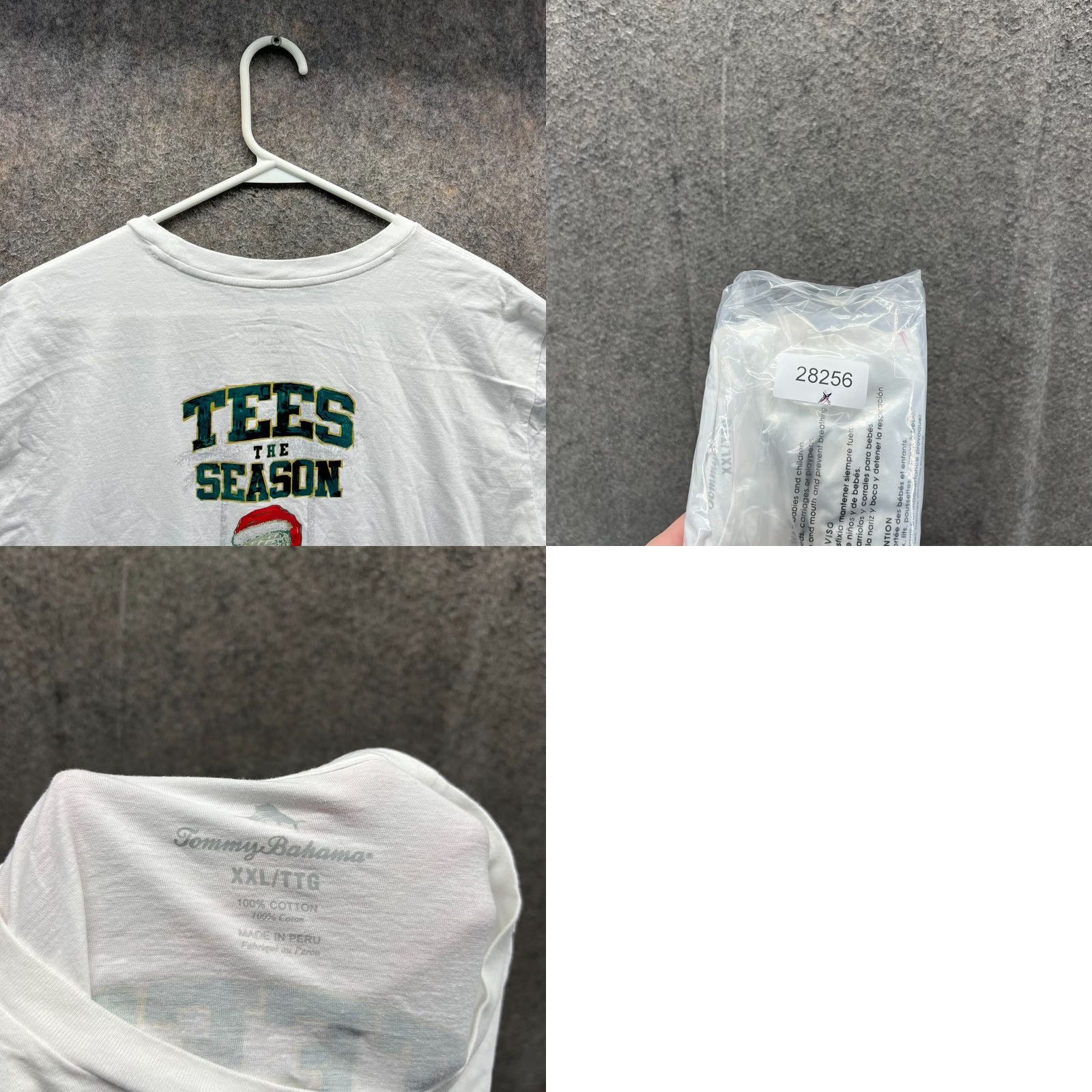 Tommy Bahama Tommy Bahama Shirt Mens 2XL White Crew Neck Short Sleeve Logo Accent All Seasons Holiday Season Santa Hat Big Print Golf Vintage: No Size US XXL / EU 58 / 5 - 9 Thumbnail
