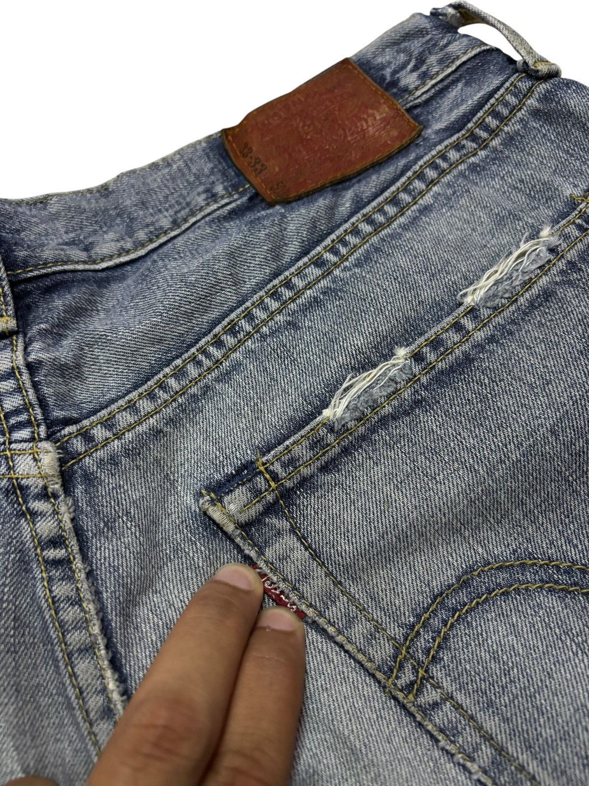 Levi's Vtg 90s Levis 503 Distressed Jeans Size US 32 / EU 48 - 6 Thumbnail