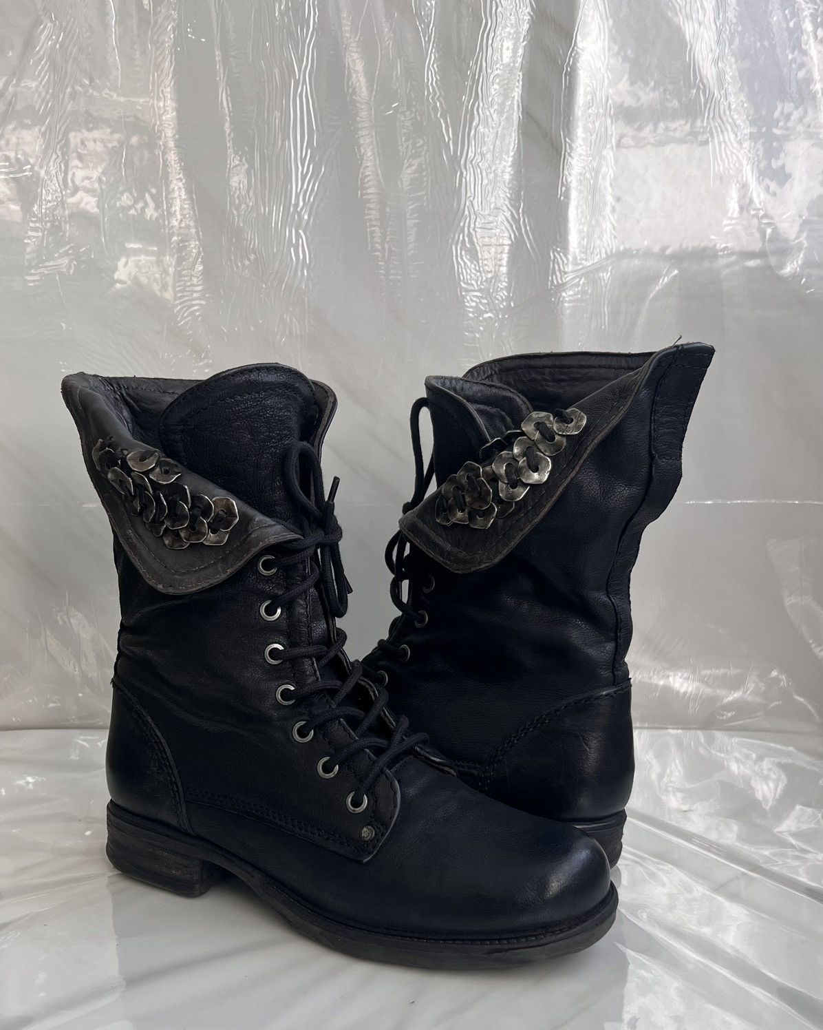 A.S.98 As 98 Airstep Zipper Boho Black Biker distressed boot Size US 8 / IT 38 - 11 Thumbnail