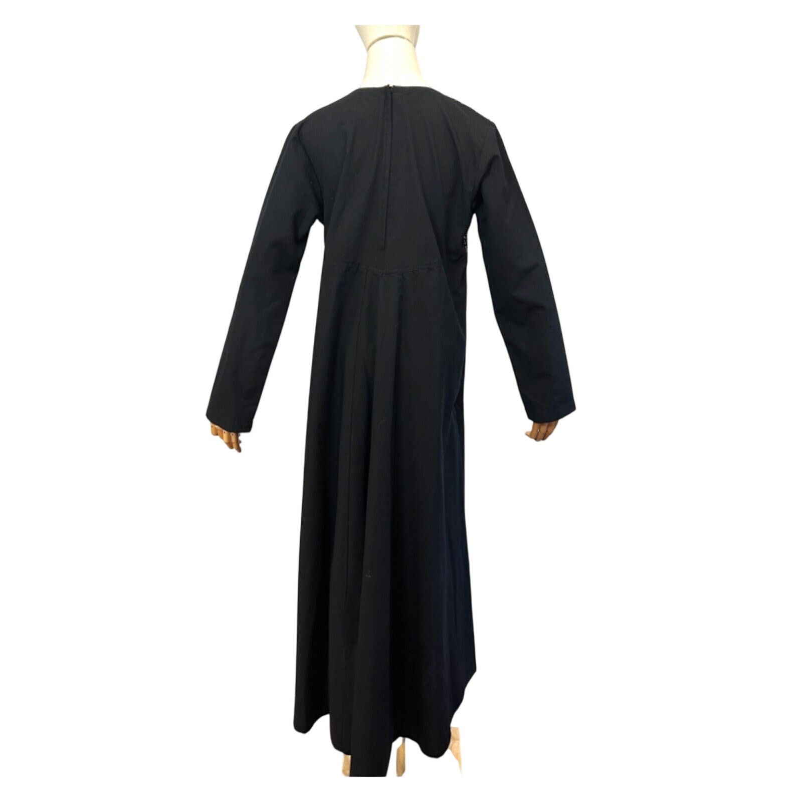 J. Peterman Vintage 90s Black Patchwork Silk Bodice Cotton Maxi Dress Size M / US 6-8 / IT 42-44 - 6 Thumbnail