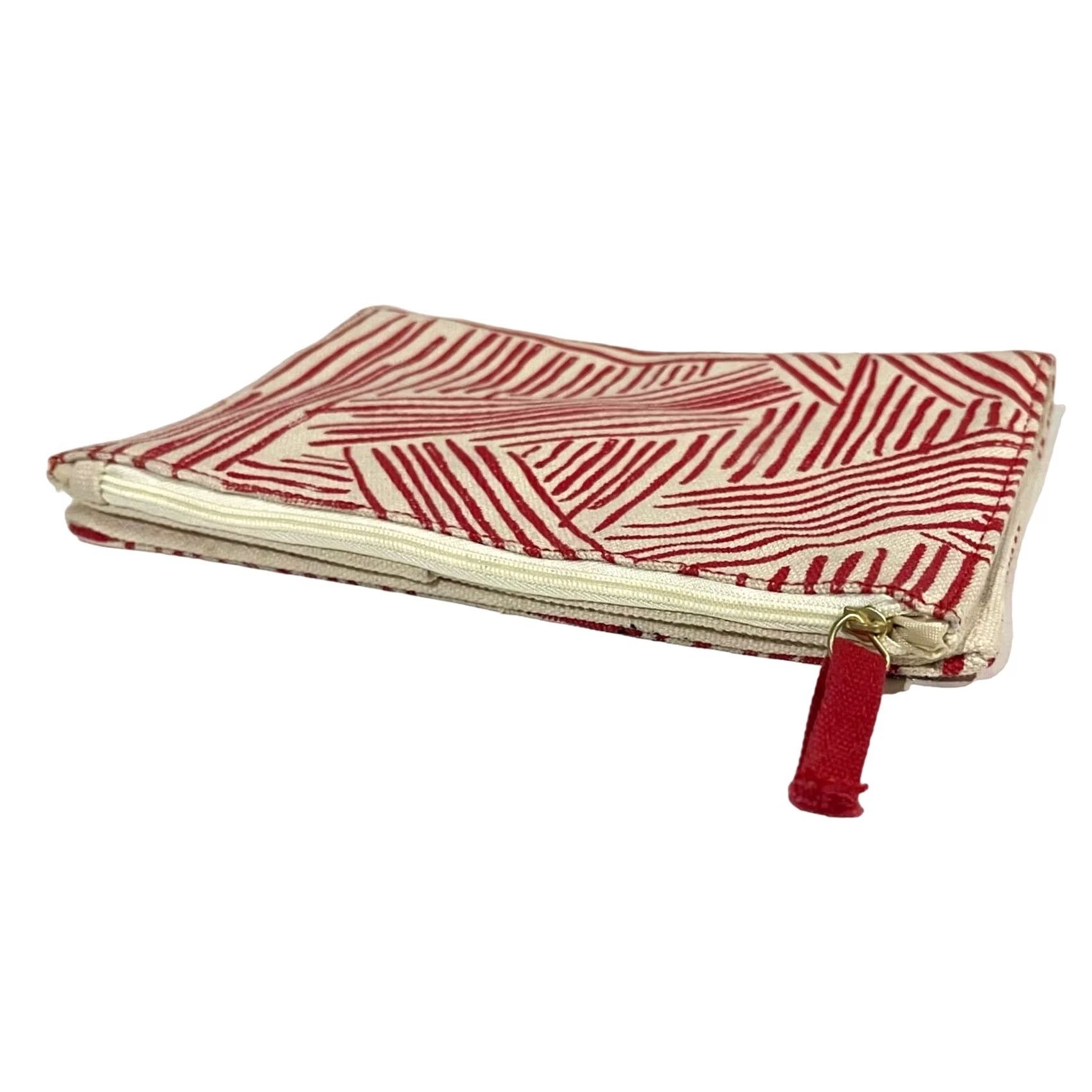 Vintage Mara mi Wallet Pouch Organizer Red Beige Canvas Bi-Fold Zipper Purse Size ONE SIZE - 7 Thumbnail