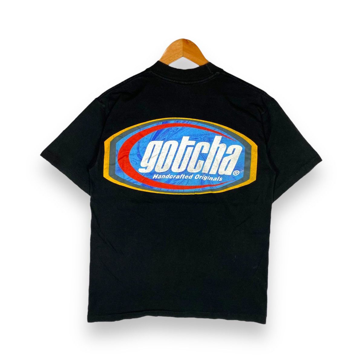 image of Vintage 90's Gotcha Handcrafted Originals Surfing Tee in Black, Men's (Size Medium)