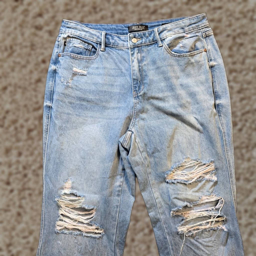 Vintage Judy Blue Jeans Womens Size 14W Blue 90s Straight Leg Distressed Capsule Size 36" / US 14 / IT 50 - 1 Thumbnail