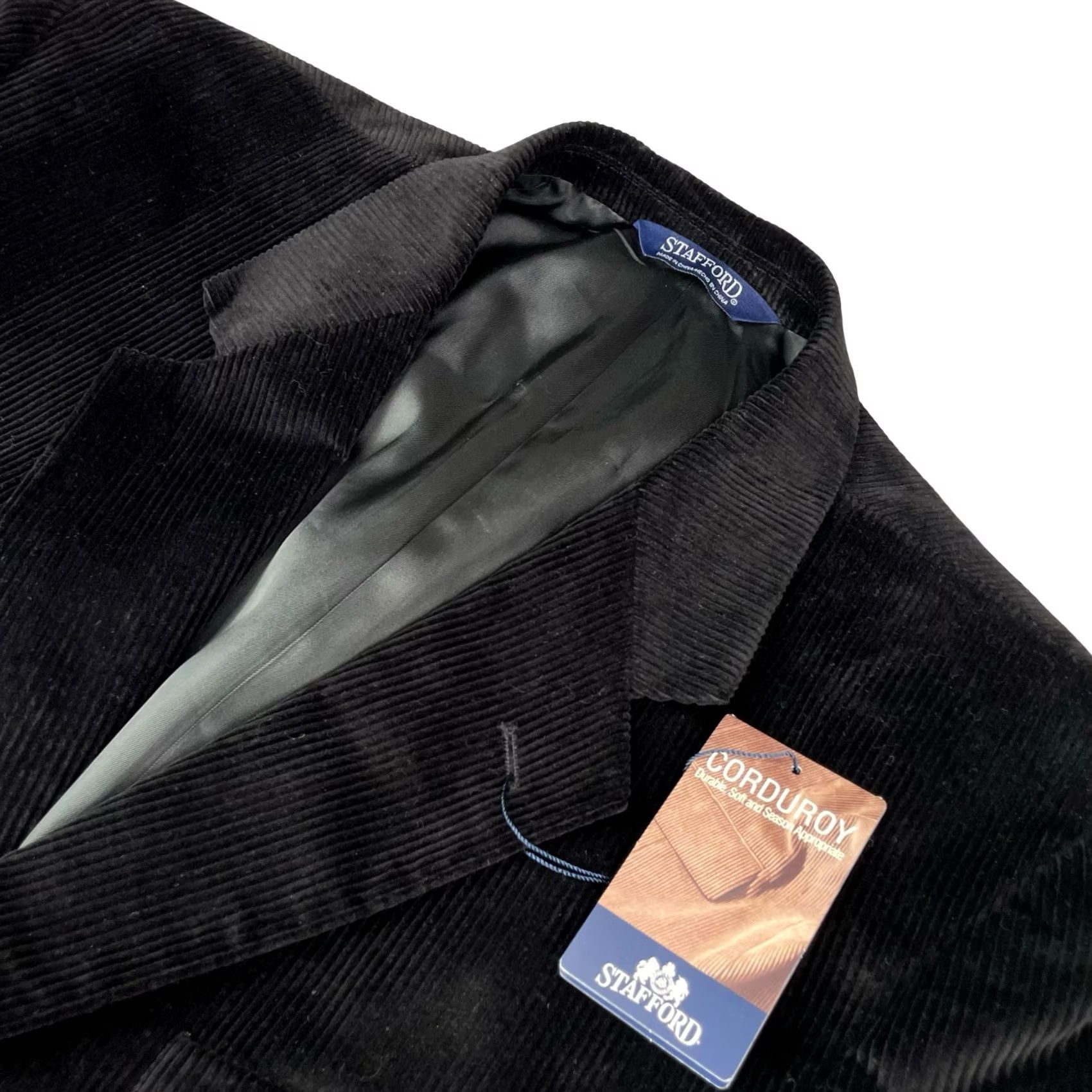 Stafford Stafford Black 100% Cotton Corduroy 2-Button Blazer Jacket 46S Men’s Blazer Cardigan? No. Size 46R - 2 Thumbnail