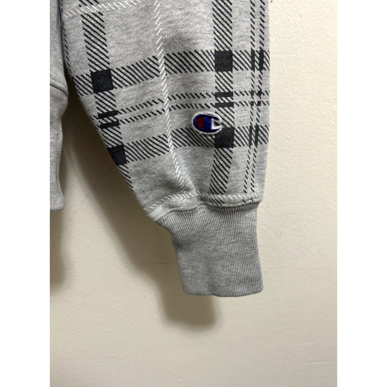 Champion Champion Hoodie Mens M Gray Plaid Reverse Weave Fleece Logo Heavy Sweatshirt Size US M / EU 48-50 / 2 - 4 Thumbnail