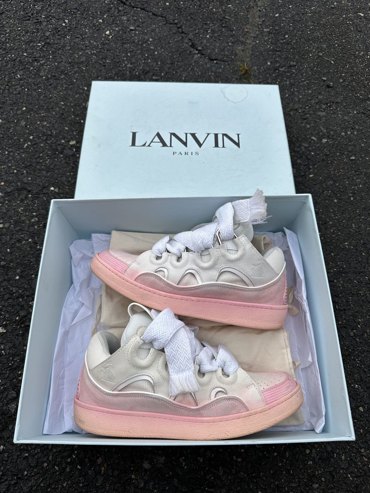 Lanvin Lanvin Curb Sneaker White/Pink Size US 9 / EU 42 - 22 Thumbnail