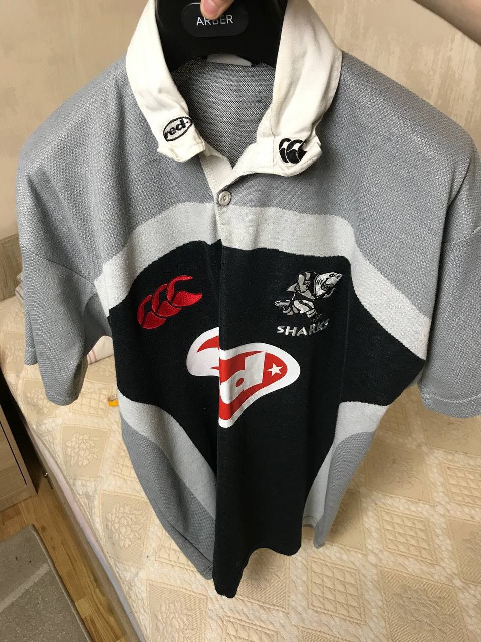 Canterbury of New Zealand 🔥 Natan Sharks 2003 Rugby Union Jersey Polo Shirt Canterbury Size US L / EU 52-54 / 3 - 6 Thumbnail
