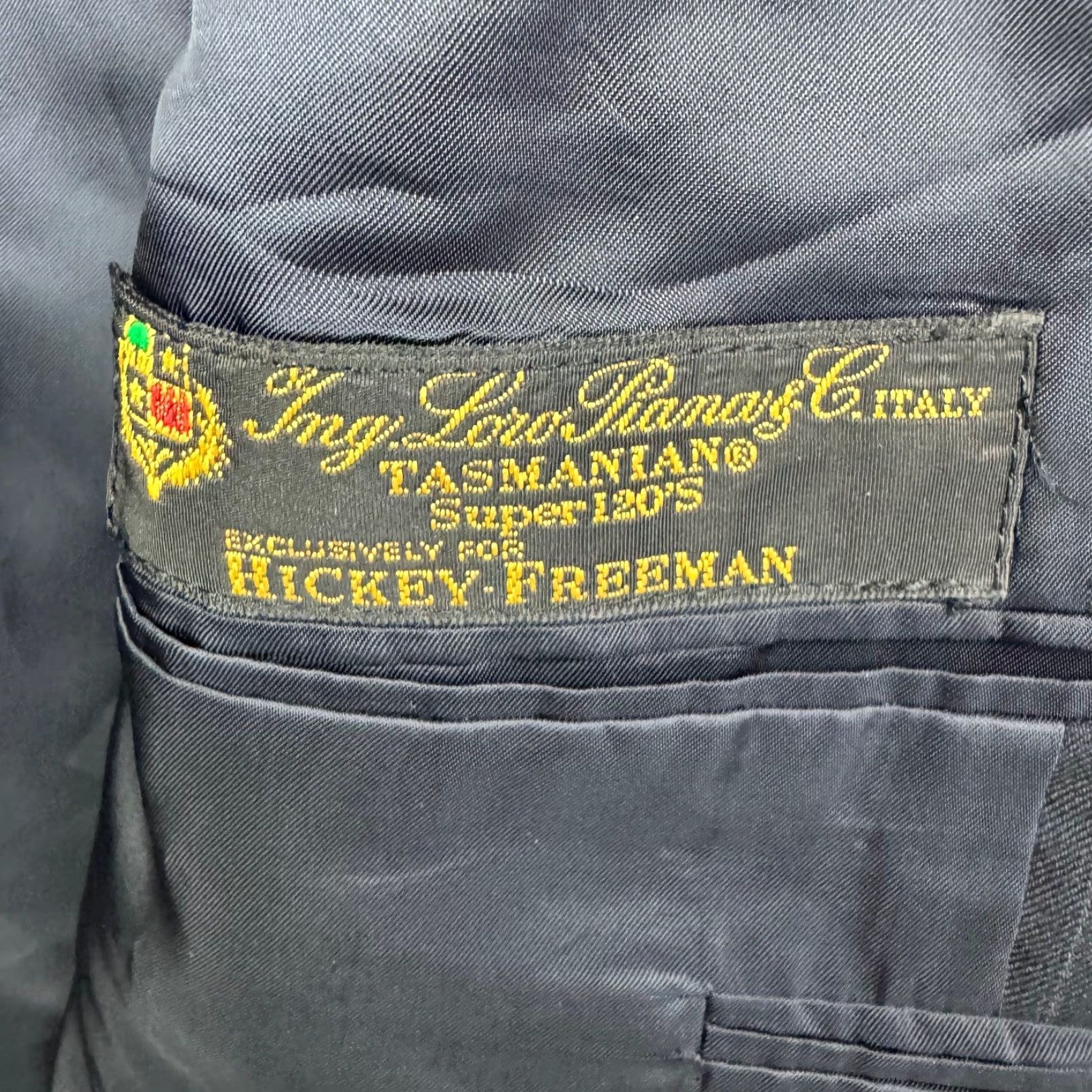 Vintage Hickey Freeman x Loro Piana Blazer 2-Button Tasmanian Wool Black Striped 39R Mens Jacket Coat Size 40R - 4 Thumbnail