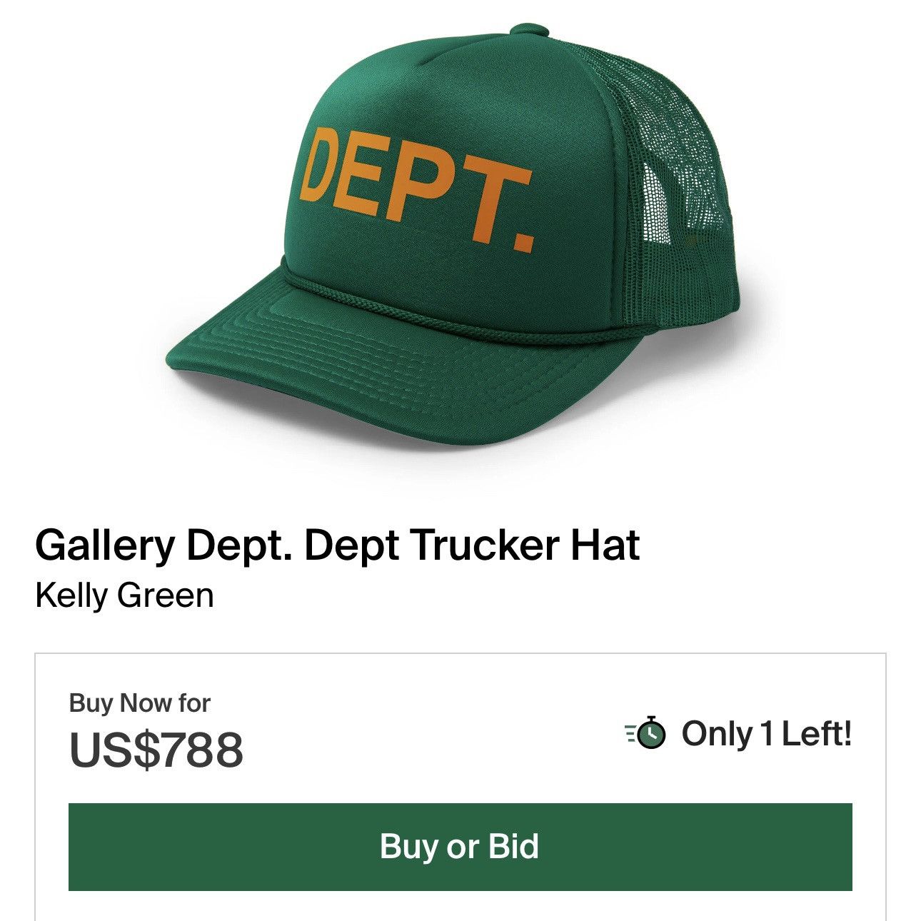 Gallery Dept. Gallery Dept. Trucker Hat Kelly Green Size ONE SIZE - 4 Thumbnail