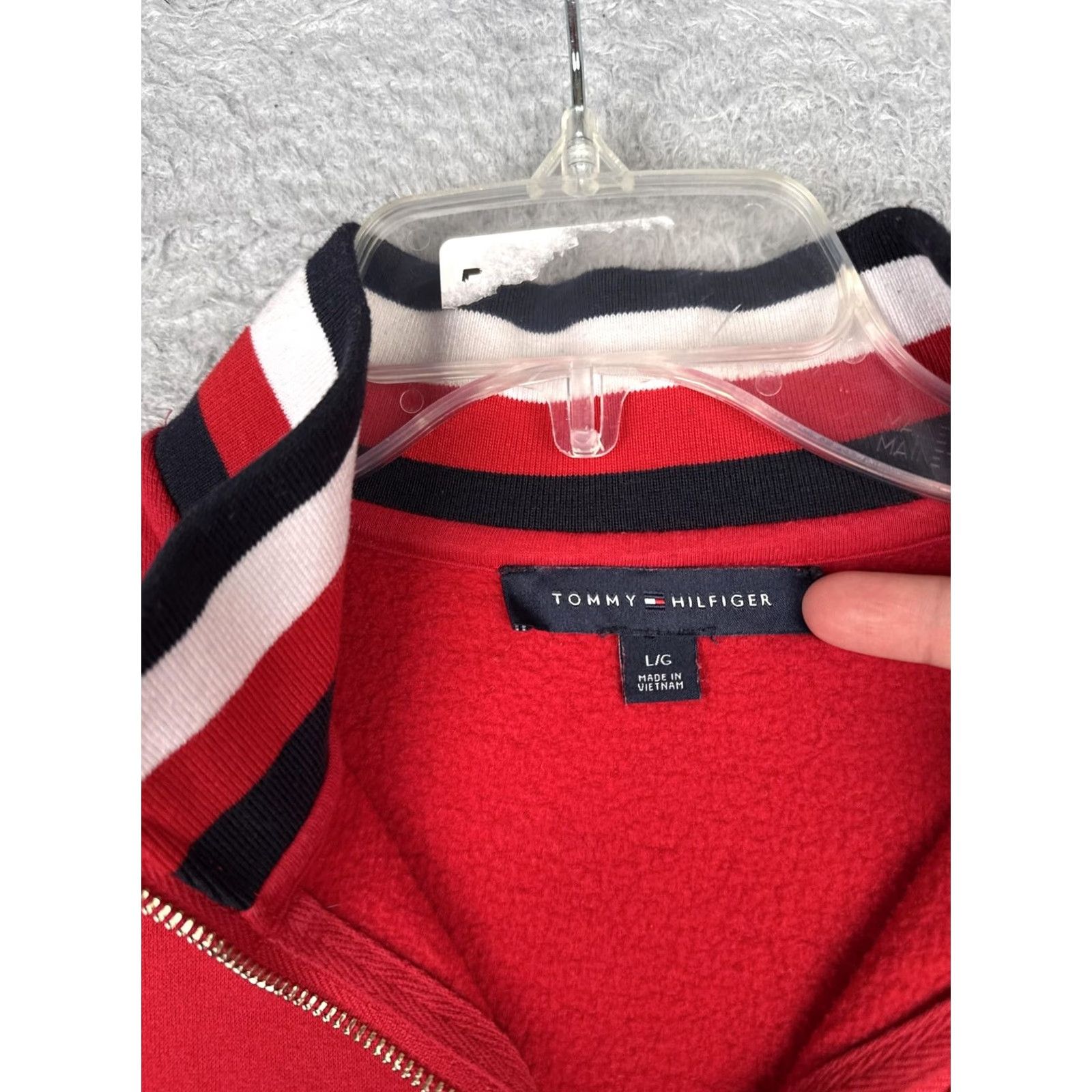 Tommy Hilfiger Tommy Hilfiger Sweater Womens L Red 1/4 Zip Mock Neck Jersey Logo Pullover Size L / US 10 / IT 46 - 6 Thumbnail