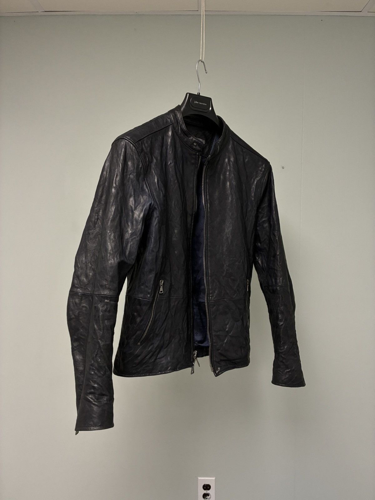 John Varvatos Leather Backzip Crinkled Jacket EU 46 USA 36 Size US S / EU 44-46 / 1 - 4 Thumbnail