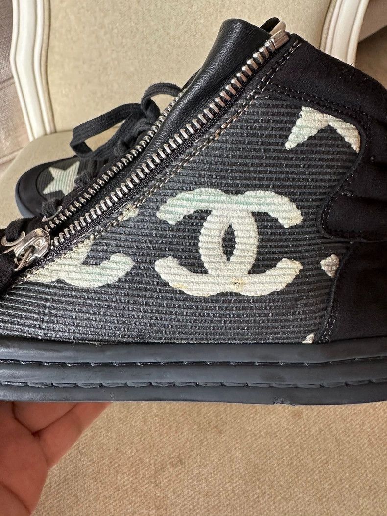 Chanel Chanel Black HighTop Sneakers with Logo -2505 Size US 6.5 / IT 36.5 - 6 Thumbnail