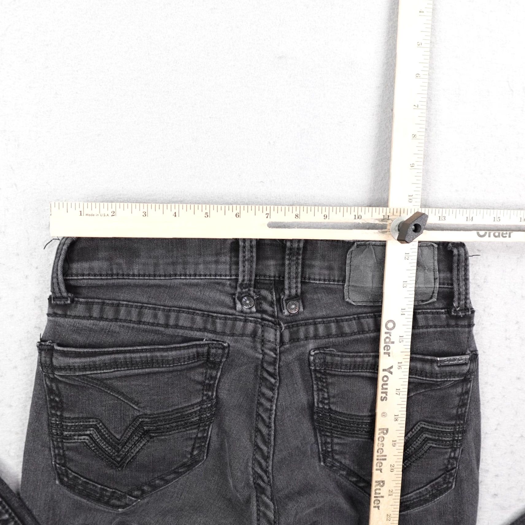 Vintage Salvage Jeans Mens 30x30 Black Denim Havoc Straight Slim Fit Buckle Exclusive Size US 30 / EU 46 - 7 Thumbnail