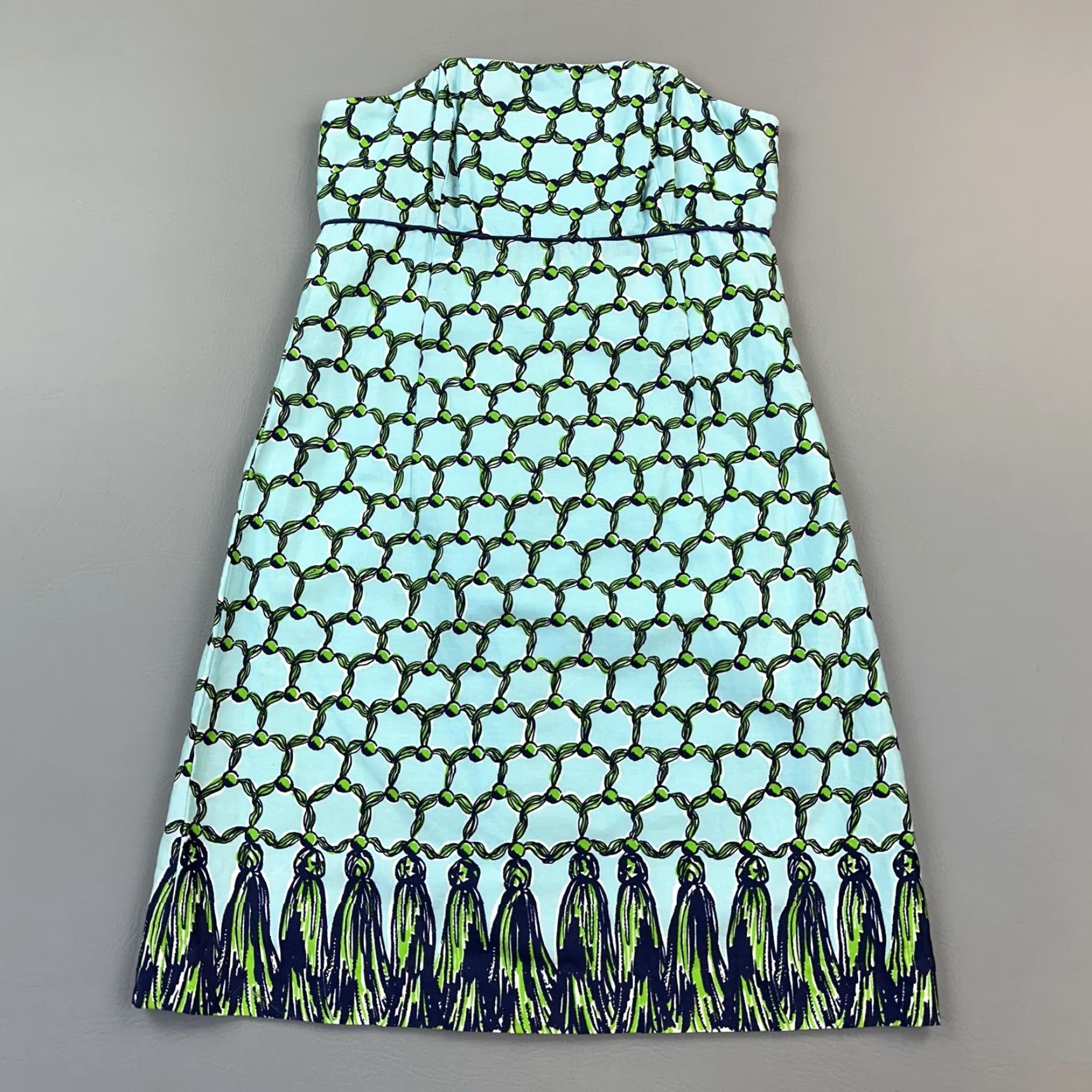 Lilly Pulitzer Lilly Pulitzer Dress Women's 4 Blue Green Strap Bowen Tassel Print Summer Boho Size S / US 4 / IT 40 - 2 Thumbnail