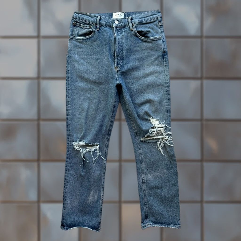 Agolde AGOLDE Riley Crop Jeans Women's 29 Blue High Rise Jeans Crop 5-Pocket Denim Vintage No Size 29" - 1 Thumbnail