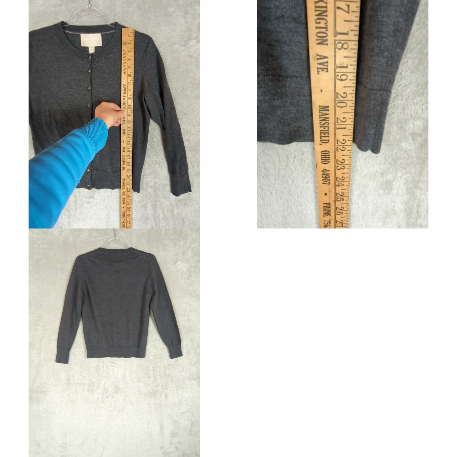 Banana Republic Banana Republic Merino Wool Cardigan Sweater Womens L Petite Gray Crew Neck Long Sleeve Button Solid Vintage No Size L / US 10 / IT 46 - 8 Thumbnail