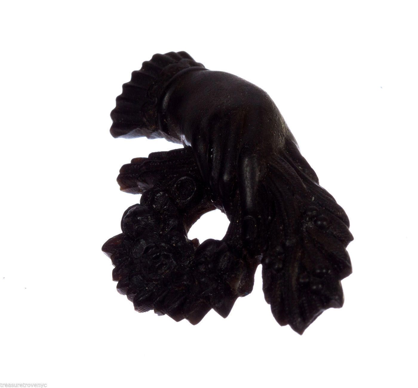 Designer Victorian Gutta Hand Flower Basket Me Not Mourning Brooch Size ONE SIZE - 6 Thumbnail