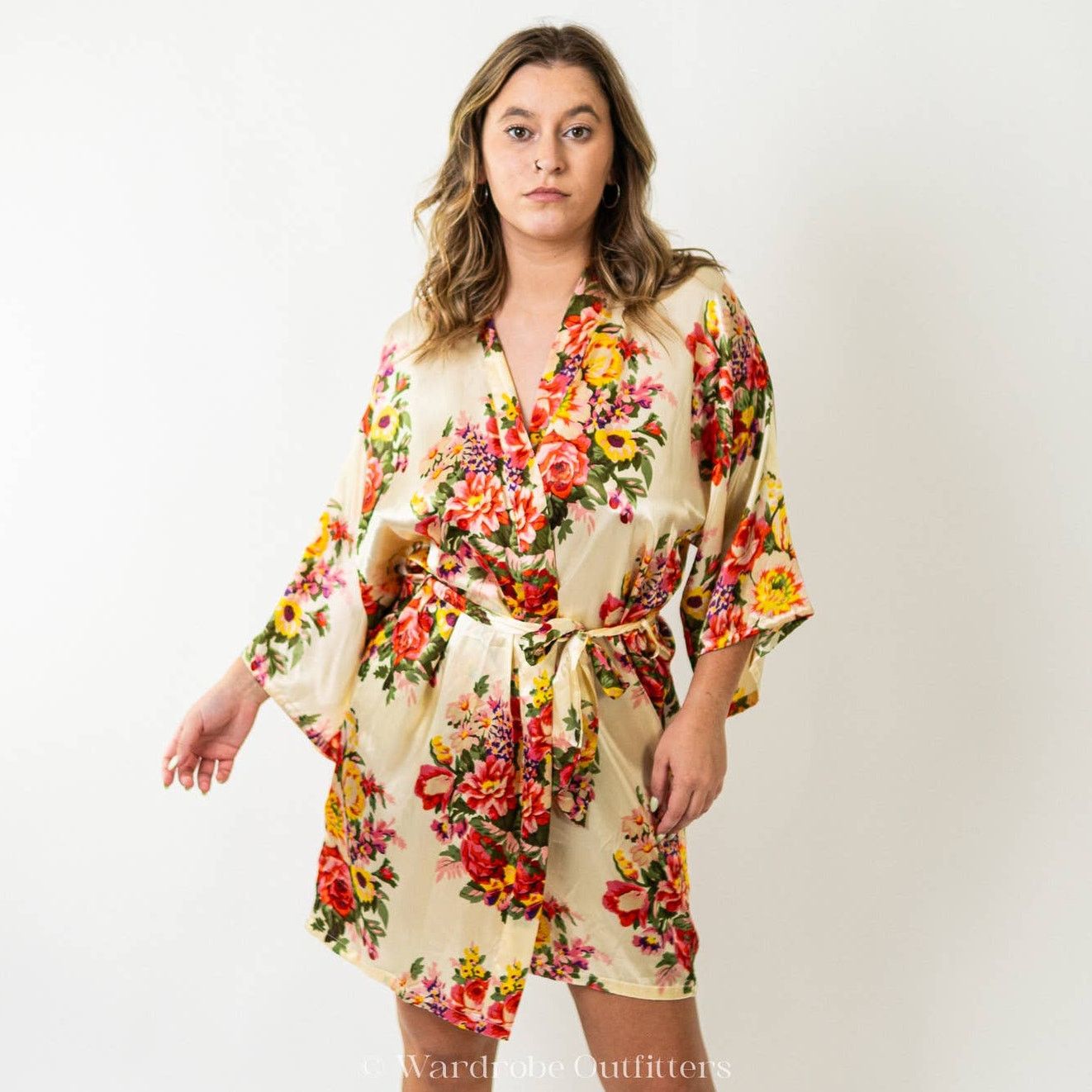 Designer Silky Soft Japanese Floral Robe Lingerie Size ONE SIZE - 2 Thumbnail