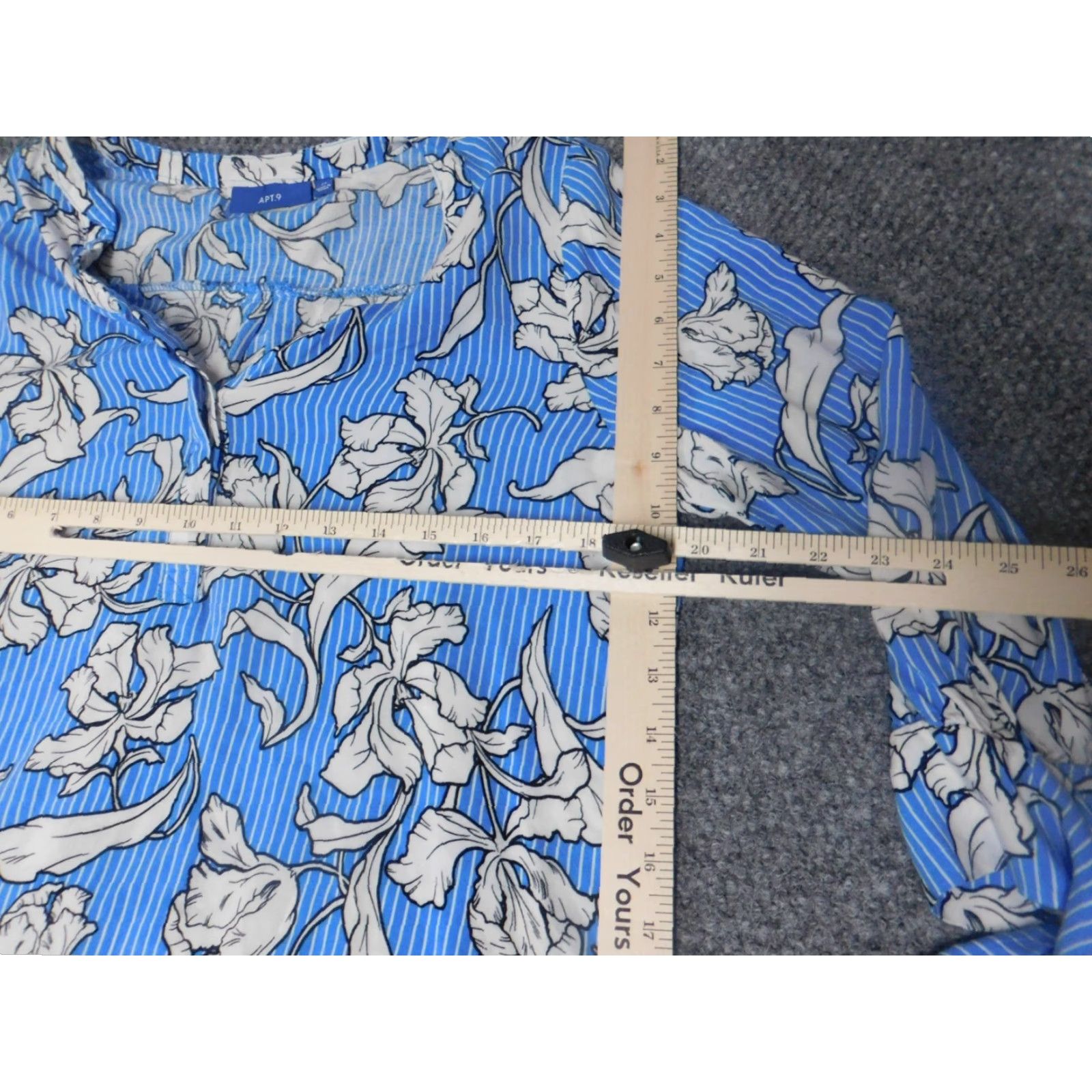 Apt. 9 Apt 9 Womens Blouse Button-Up Blue Floral Long Sleeve Casual Medium Regular Button-Up Shirt Womens Choice Size M / US 6-8 / IT 42-44 - 5 Thumbnail