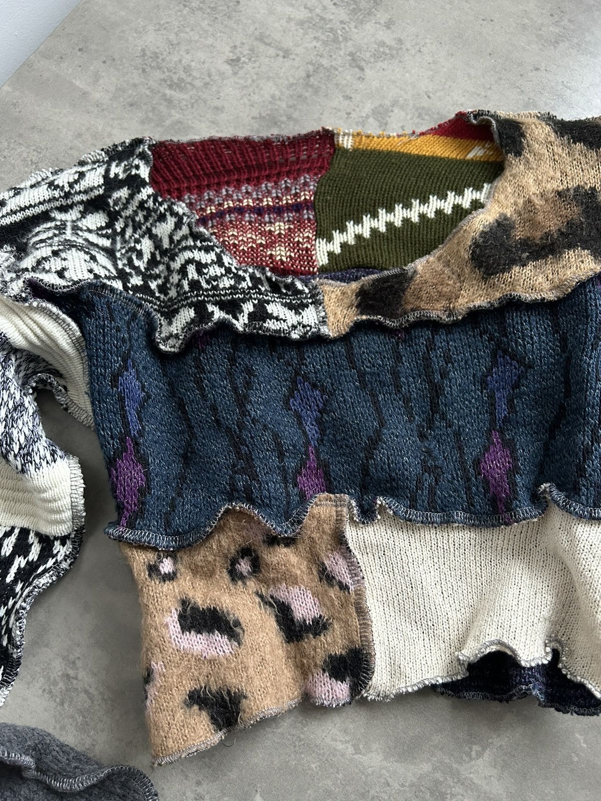Japanese Brand × Vintage Vintage amazing wool combination top Size XS / US 0-2 / IT 36-38 - 8 Thumbnail