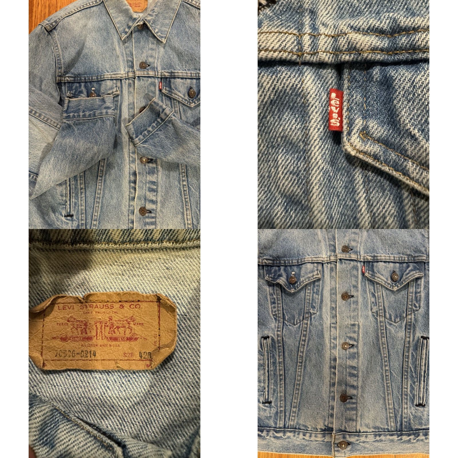 Levi's VINTAGE Levi's Trucker Jacket Mens 42R Blue Denim Medium Wash USA 90s Leather? No accents? Size US 42 / EU 58 - 8 Thumbnail