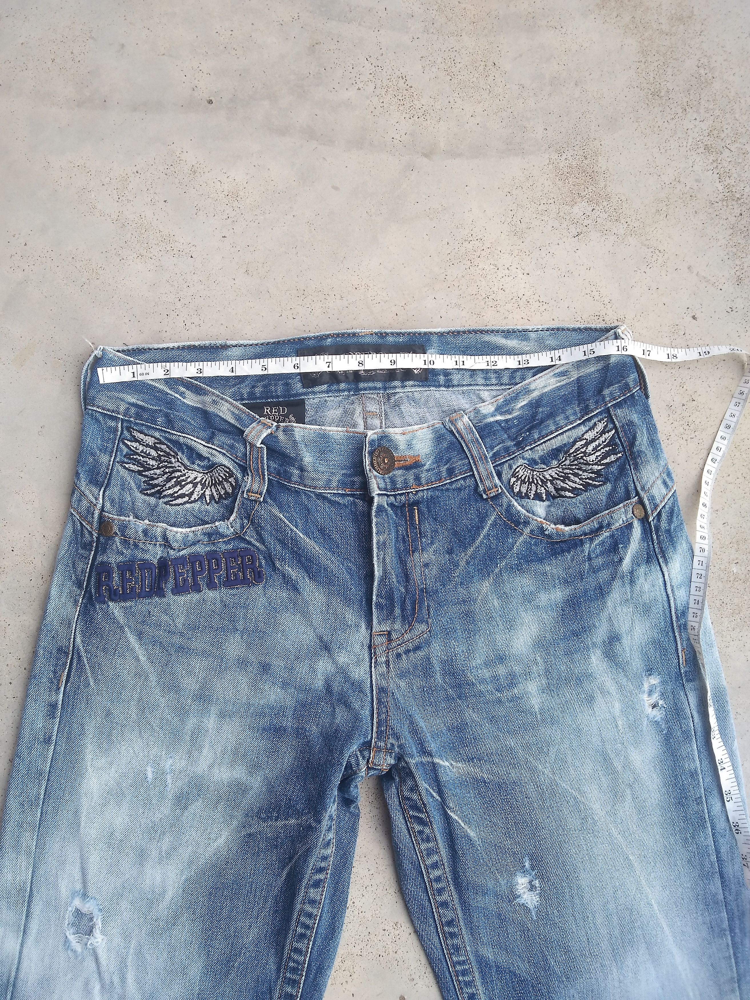 Japanese Brand Vintage Red Pepper Men Straight Leg Distressed Jeans 32x30 Size US 32 / EU 48 - 5 Thumbnail