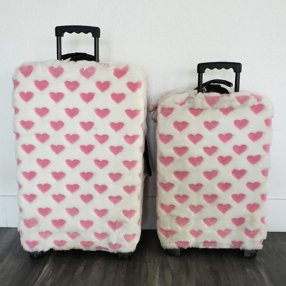 Designer White Pink Faith Knight Faux Fur L Luggage Size ONE SIZE - 10 Thumbnail