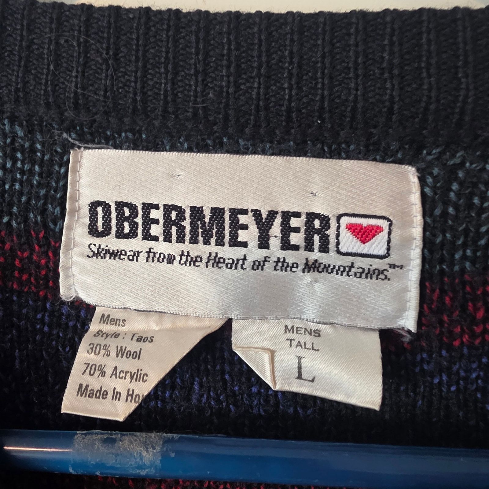 Obermeyer Vintage Mens Obermeyer wool Blend Ski Sweater Large Tall Size US L / EU 52-54 / 3 - 3 Thumbnail