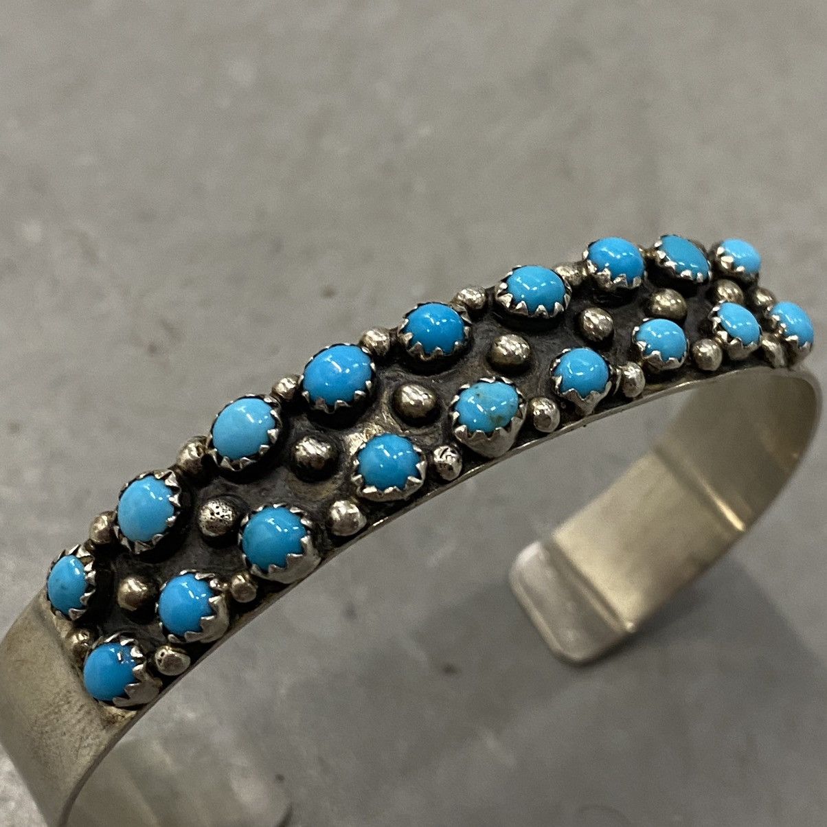 Kapital × Vintage Vtg 70s Navajo Zuni Sterling Turquoise Petit Point Cuff 925 Size ONE SIZE - 6 Thumbnail
