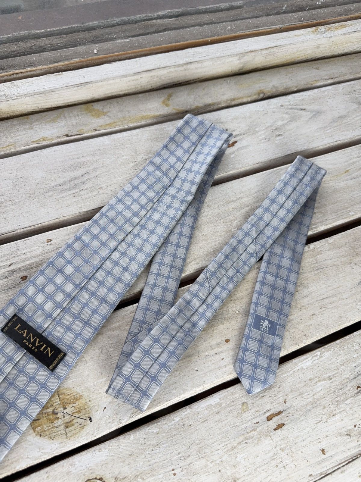 Designer × Lanvin Lanvin Paris Tie Red Silk Geometric Pattern Made in France Size ONE SIZE - 7 Thumbnail