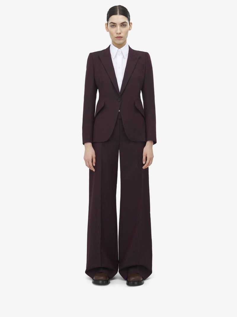 Alexander McQueen o1srvl11e0226 Single-Breasted Jacket In Burgundy Size S / US 4 / IT 40 - 3 Thumbnail