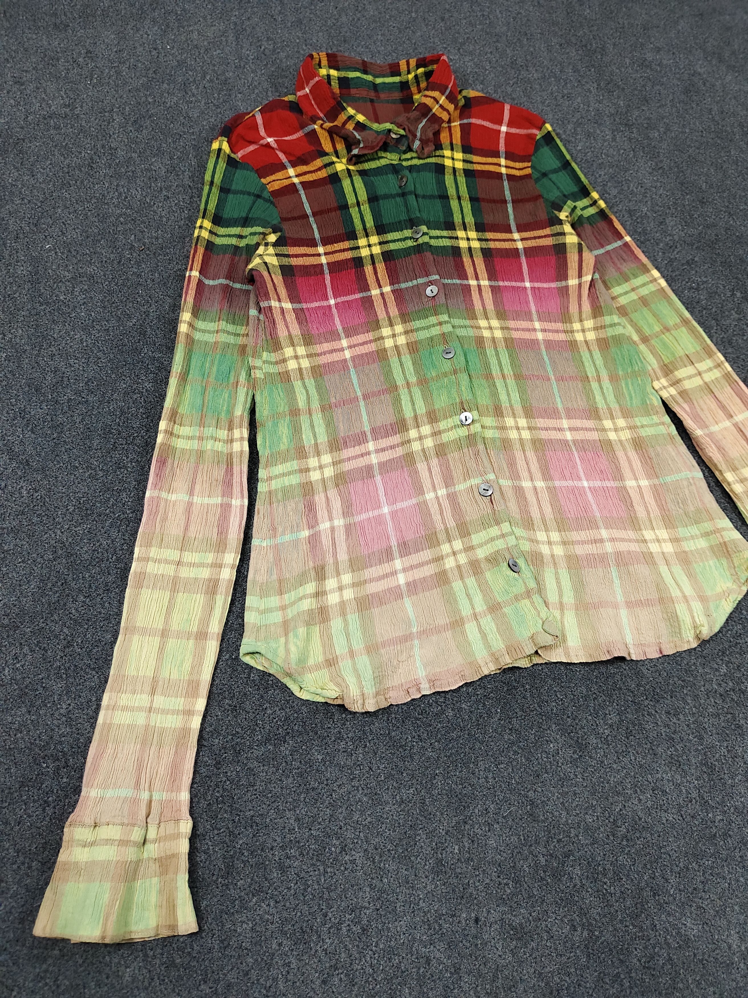Tsumori Chisato 🇯🇵 Tsumori Chisato Ombre Plaid Pleated Multicolor Gradient Size M / US 6-8 / IT 42-44 - 7 Thumbnail