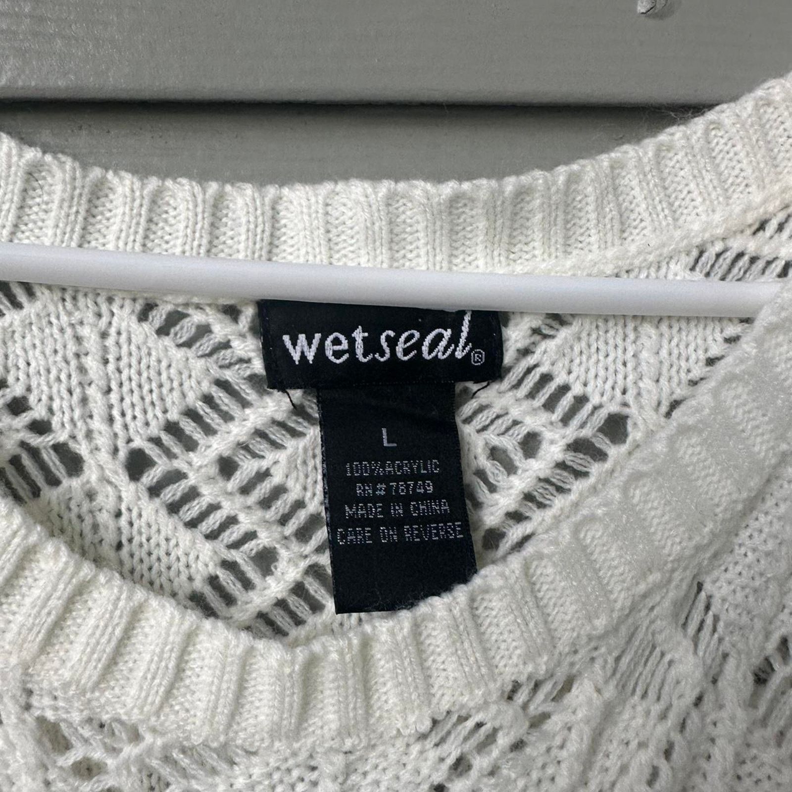 Other White wet seal crochet sweater Size L / US 10 / IT 46 - 2 Thumbnail