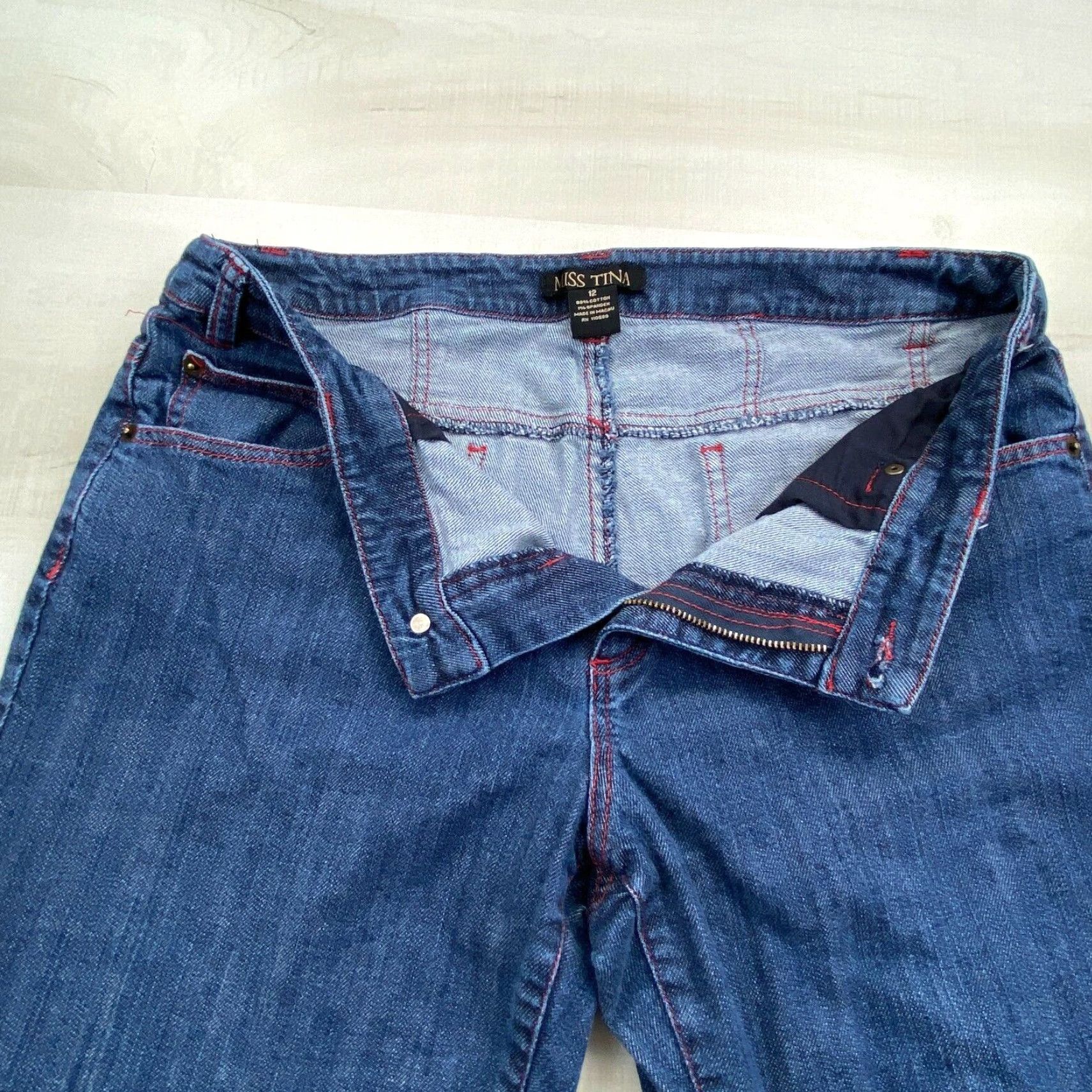Vintage Miss Tina Womens Blue Denim Straight Mid Rise Jeans 32x28 Size 34" / US 12 / IT 48 - 3 Thumbnail
