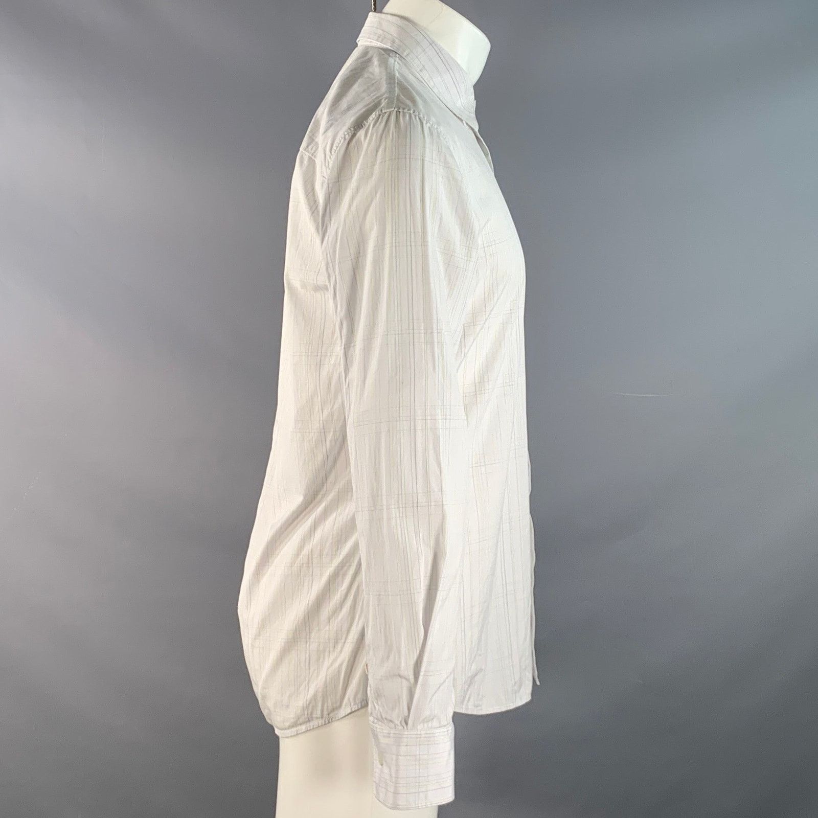 Helmut Lang M White Green Plaid Cotton Pointed Collar Long Sleeve Shirt Size US M / EU 48-50 / 2 - 3 Thumbnail