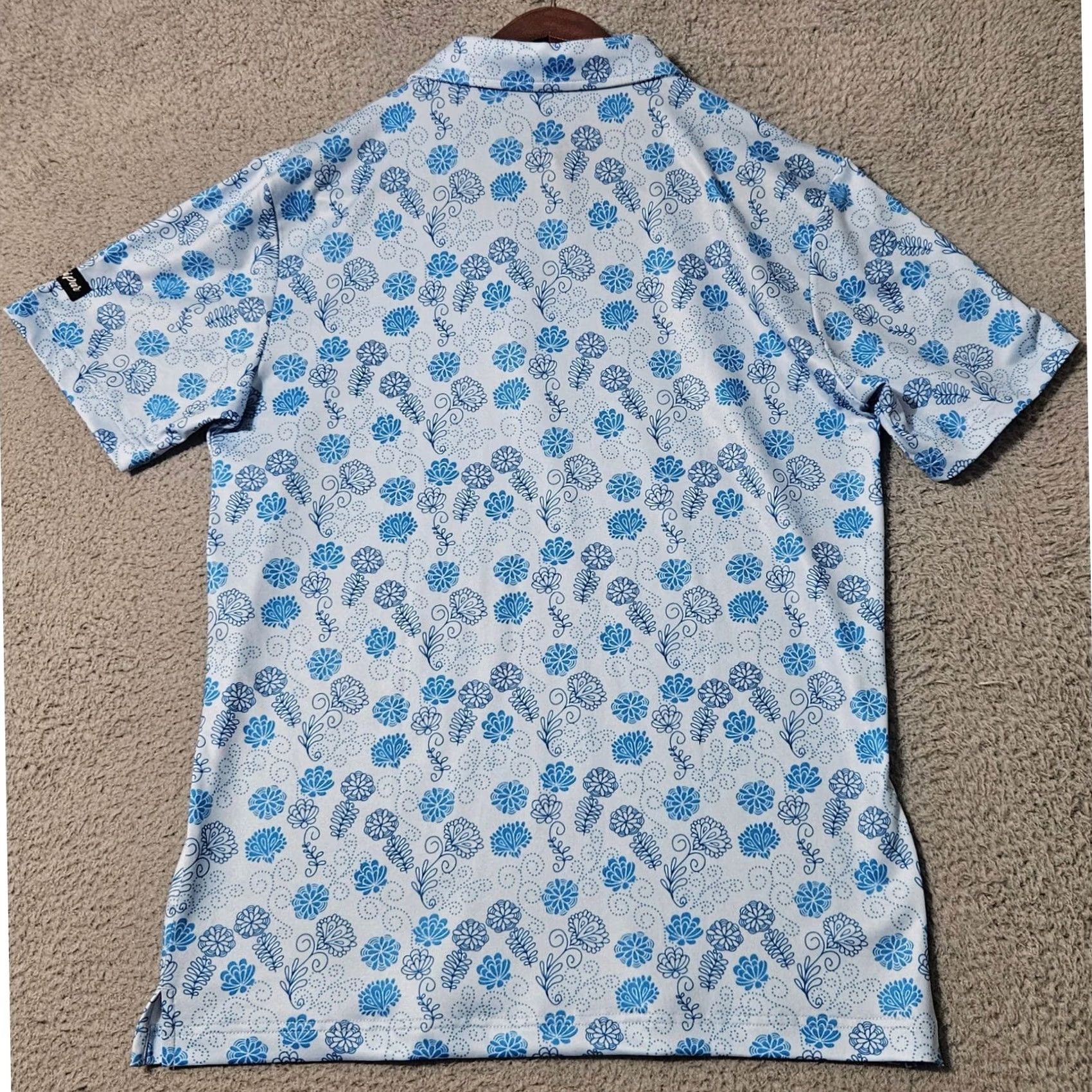 Vintage Kaipar Polo Shirt Mens Med Blue Floral Performance Short Sleeve Athleisure Golf Size US M / EU 48-50 / 2 - 3 Thumbnail